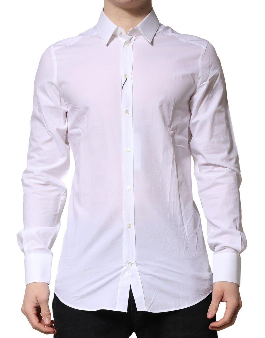 Dolce & Gabbana White Cotton GOLD Long Sleeves Formal Shirt