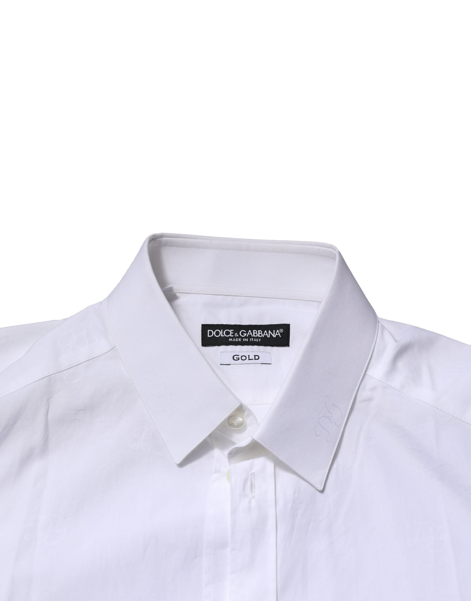 Dolce & Gabbana White Cotton GOLD Long Sleeves Formal Shirt