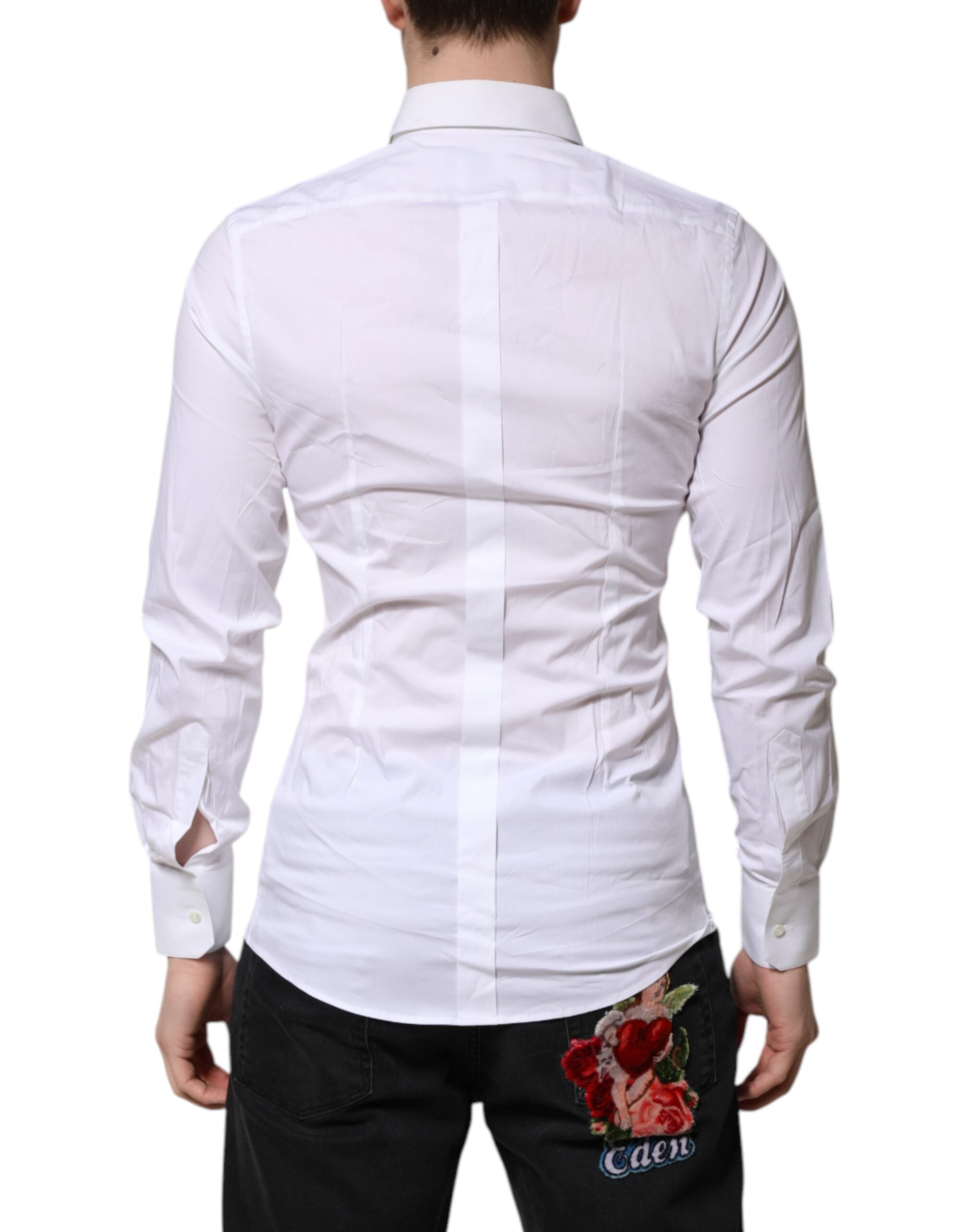 Dolce & Gabbana White GOLD Long Sleeves Dress Formal Shirt
