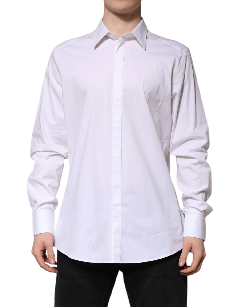 Dolce & Gabbana White MARTINI Long Sleeve Dress Formal Shirt