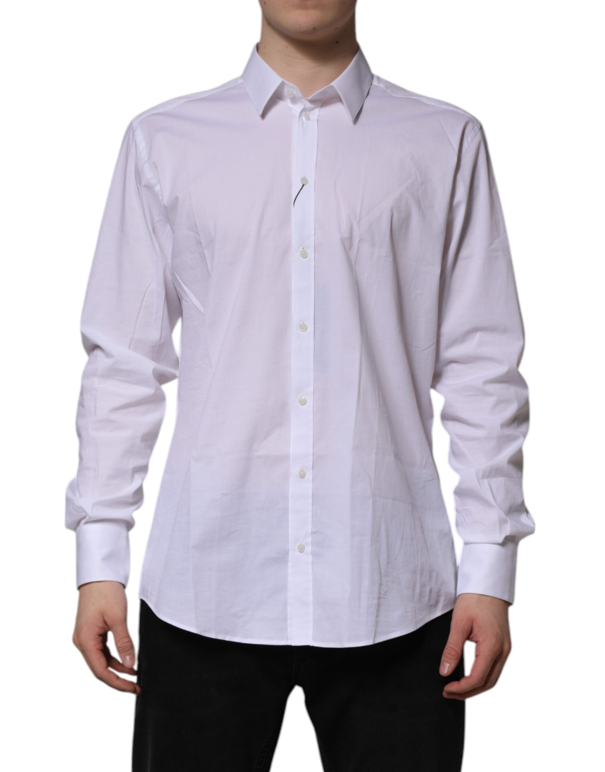 Dolce & Gabbana White MARTINI Long Sleeve Dress Formal Shirt