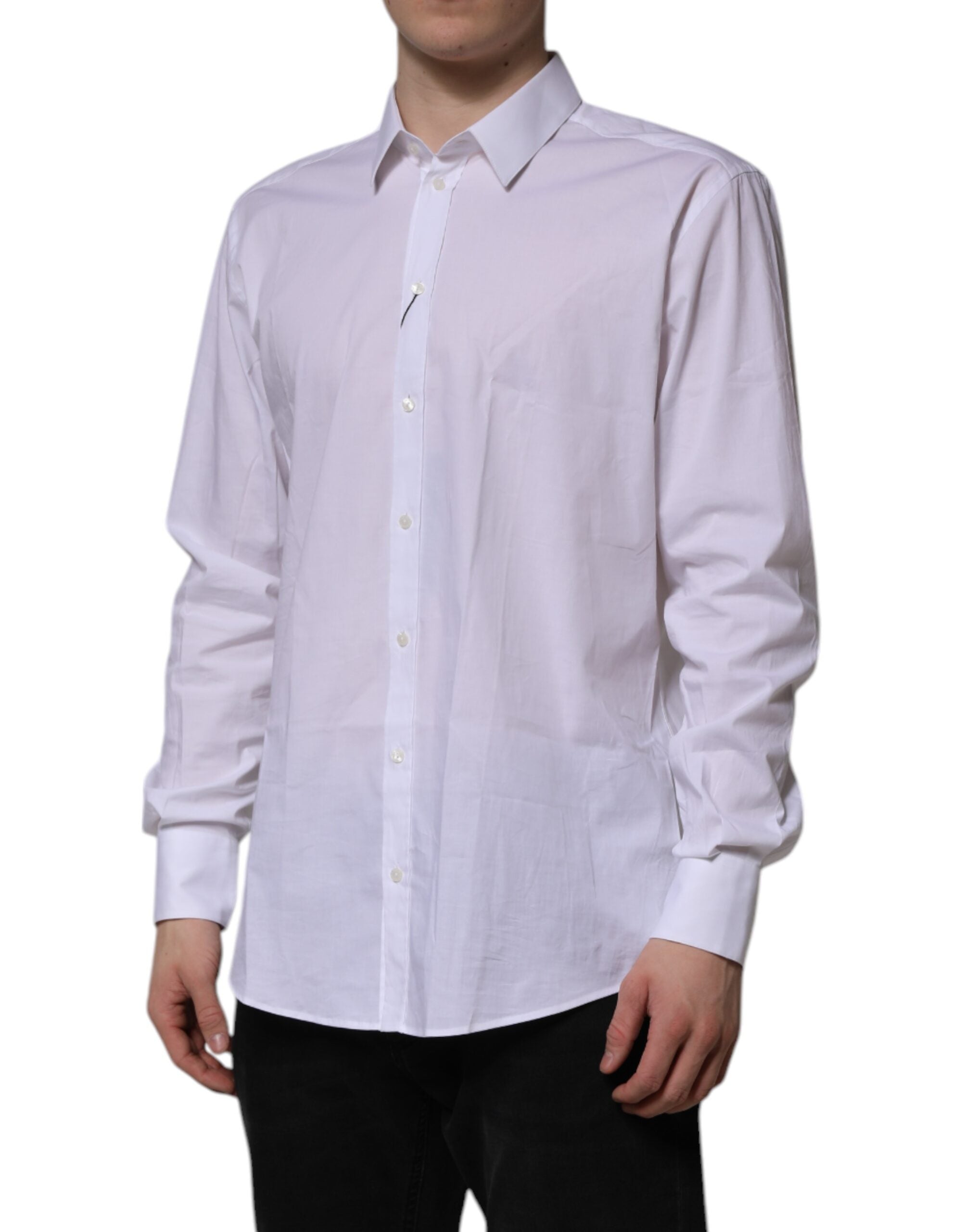 Dolce & Gabbana White MARTINI Long Sleeve Dress Formal Shirt