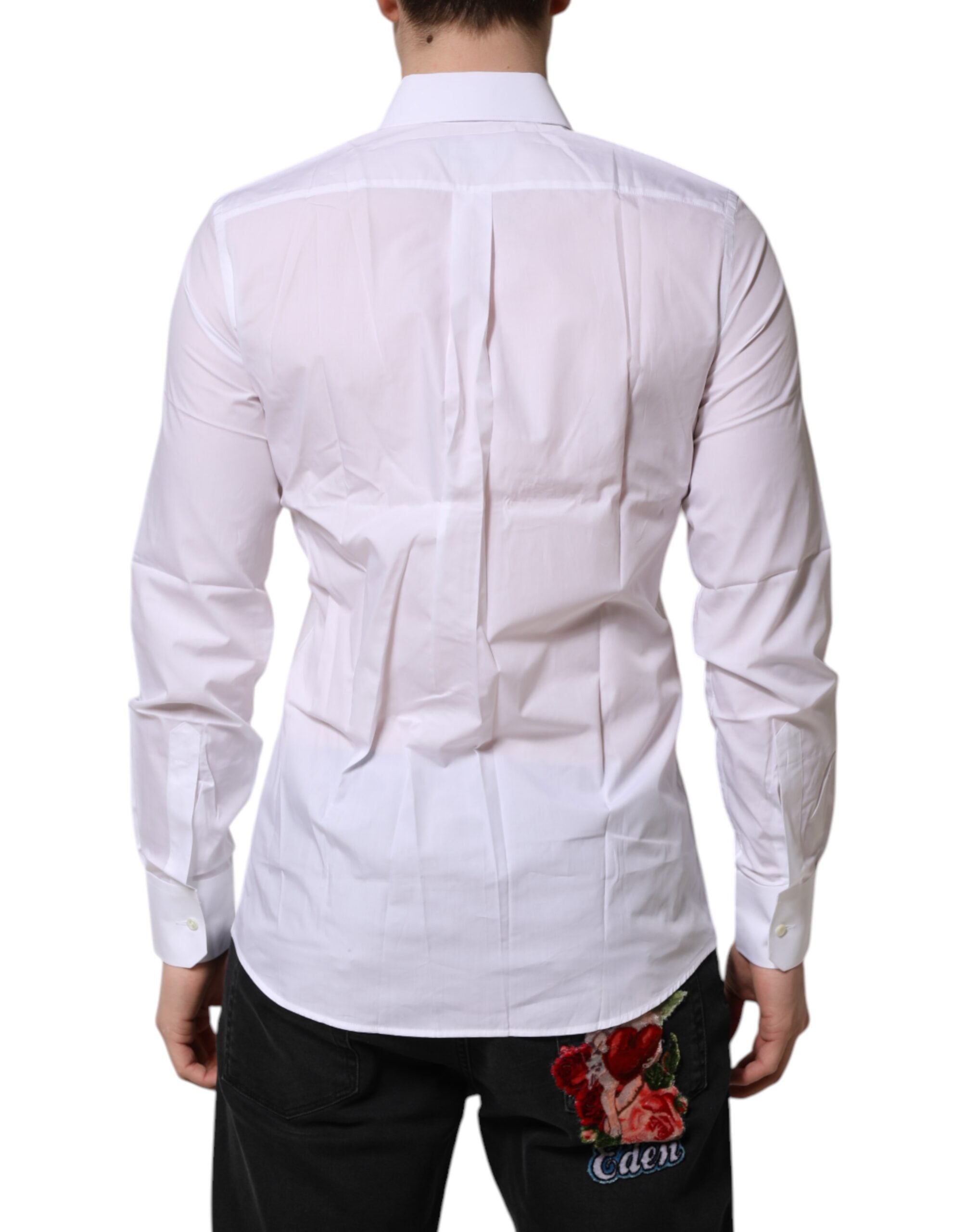 Dolce & Gabbana White MARTINI Long Sleeves Dress Formal Shirt