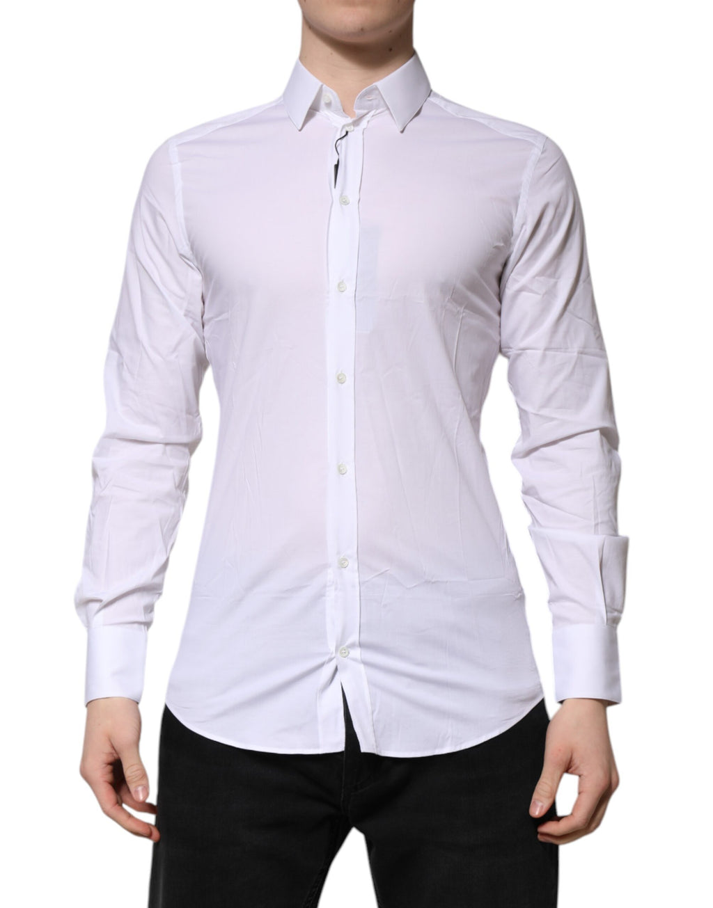Dolce & Gabbana White GOLD Long Sleeves Dress Men Formal Shirt