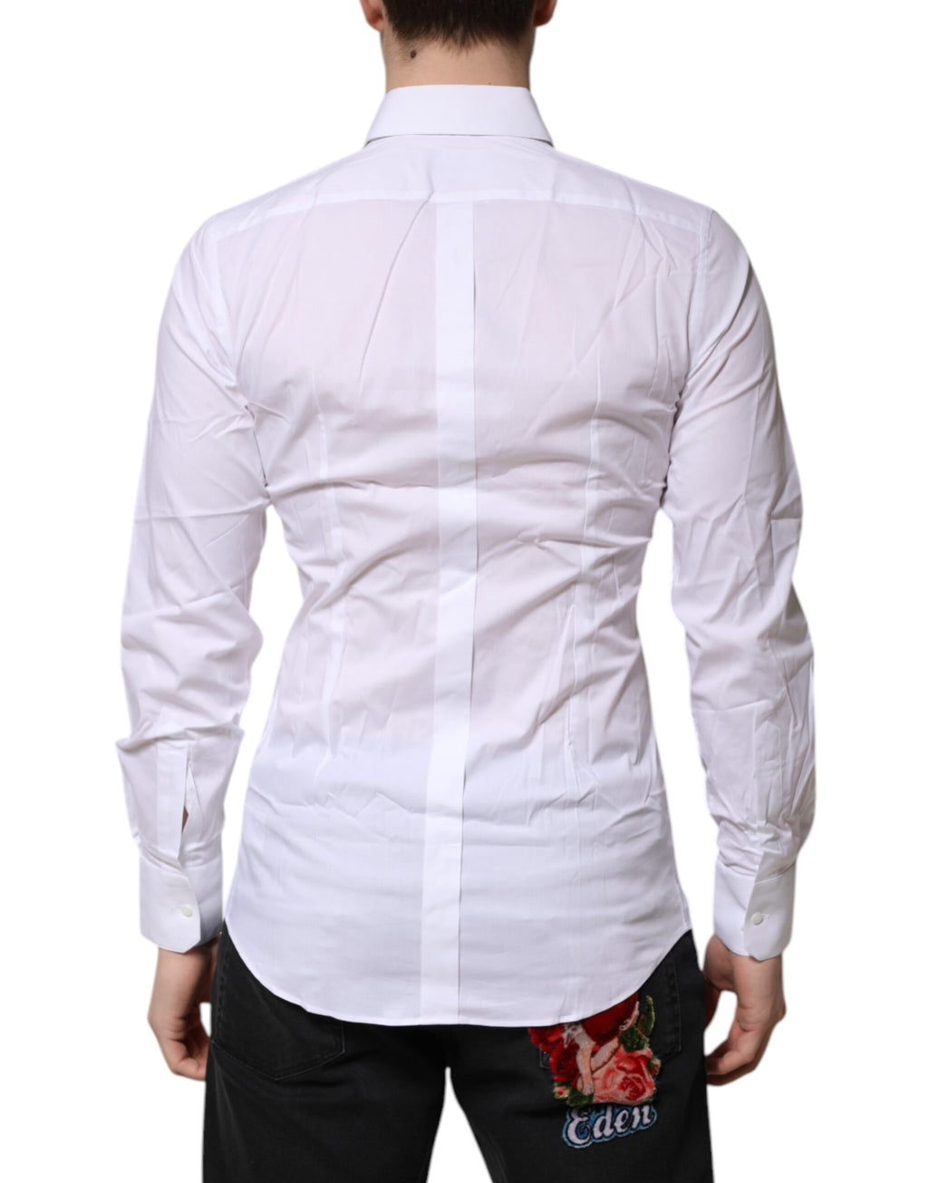 Dolce & Gabbana White GOLD Long Sleeves Dress Men Formal Shirt