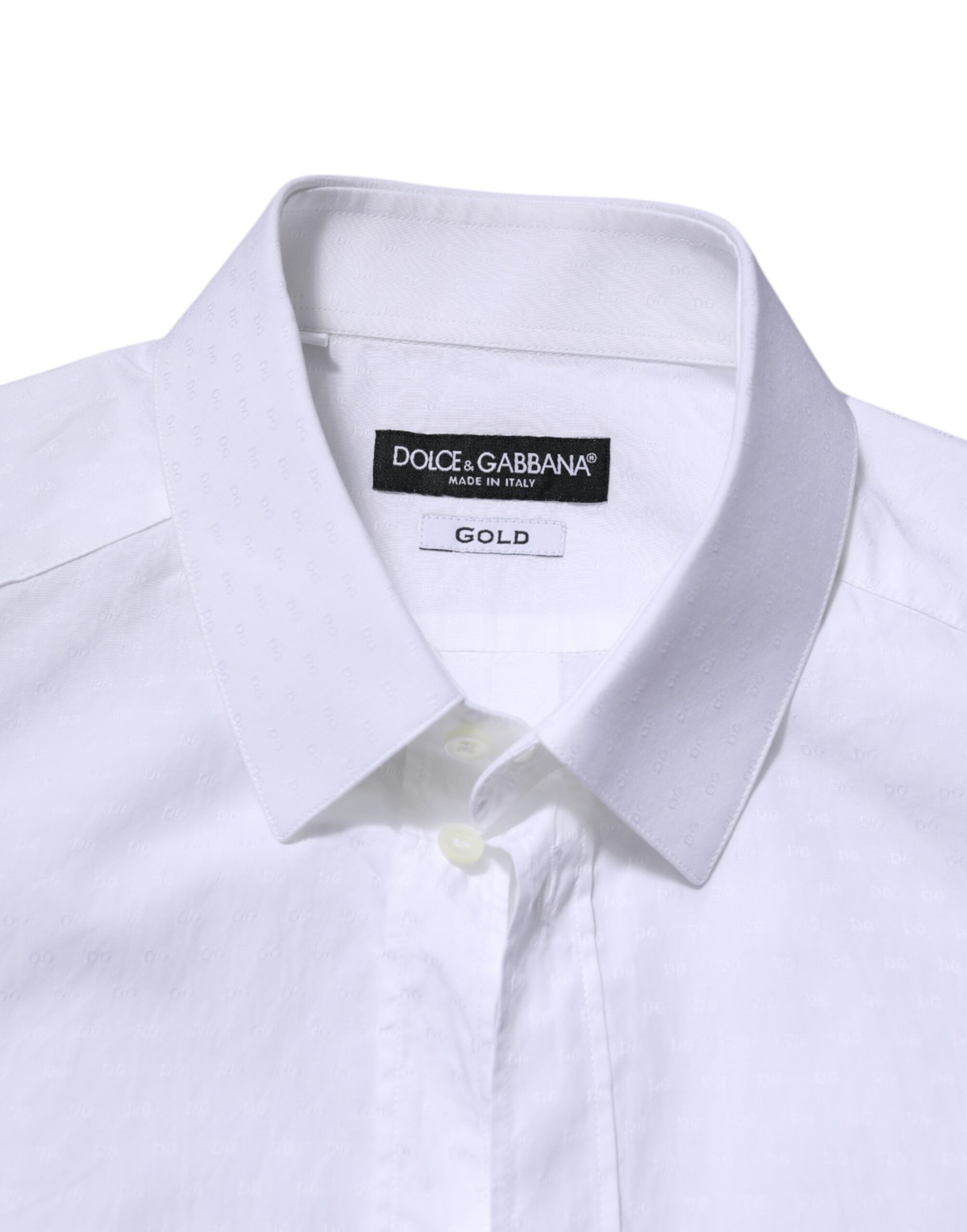 Dolce & Gabbana White GOLD Long Sleeve Dress Men Formal Shirt