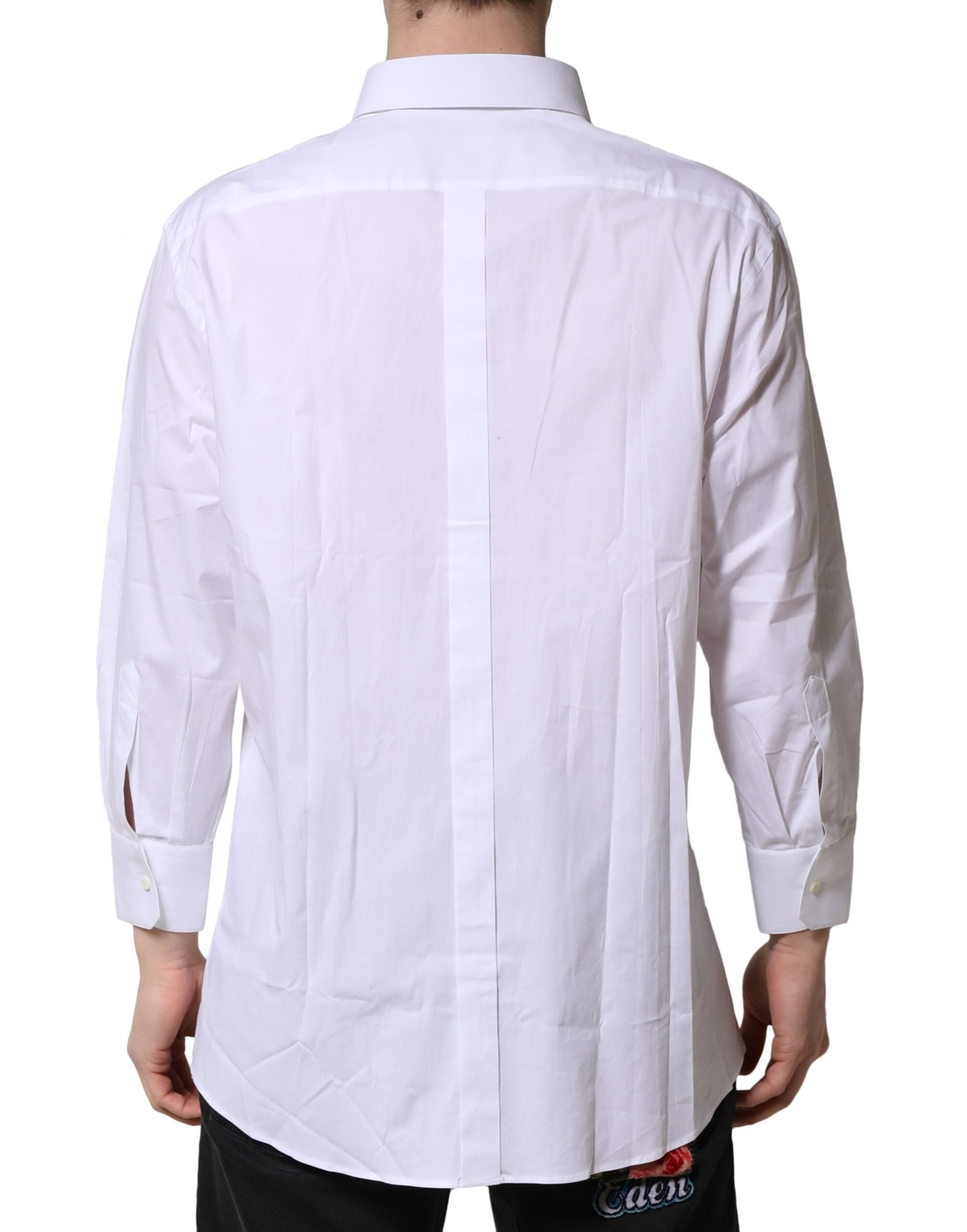 Dolce & Gabbana White GOLD Long Sleeve Dress Men Formal Shirt