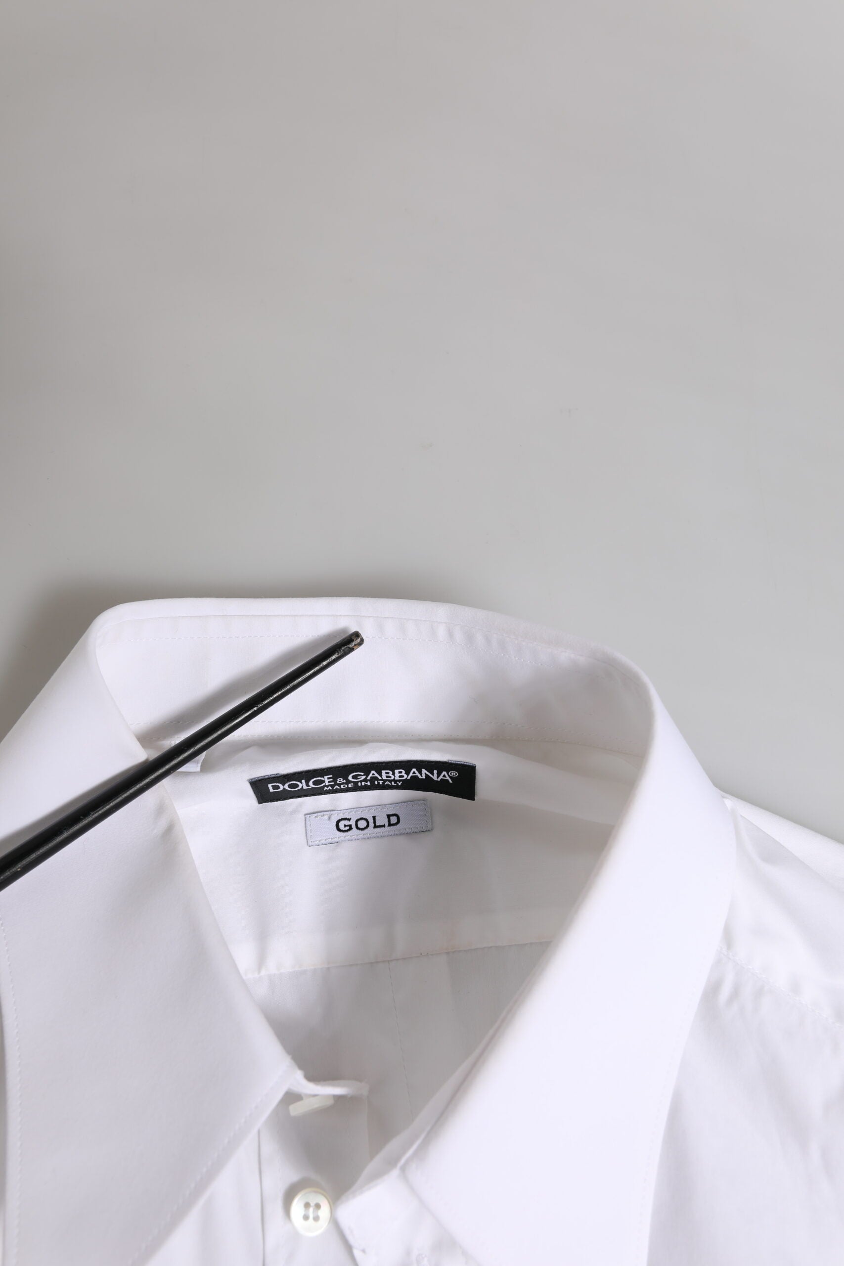 Dolce & Gabbana White GOLD Long Sleeve Dress Men Formal Shirt