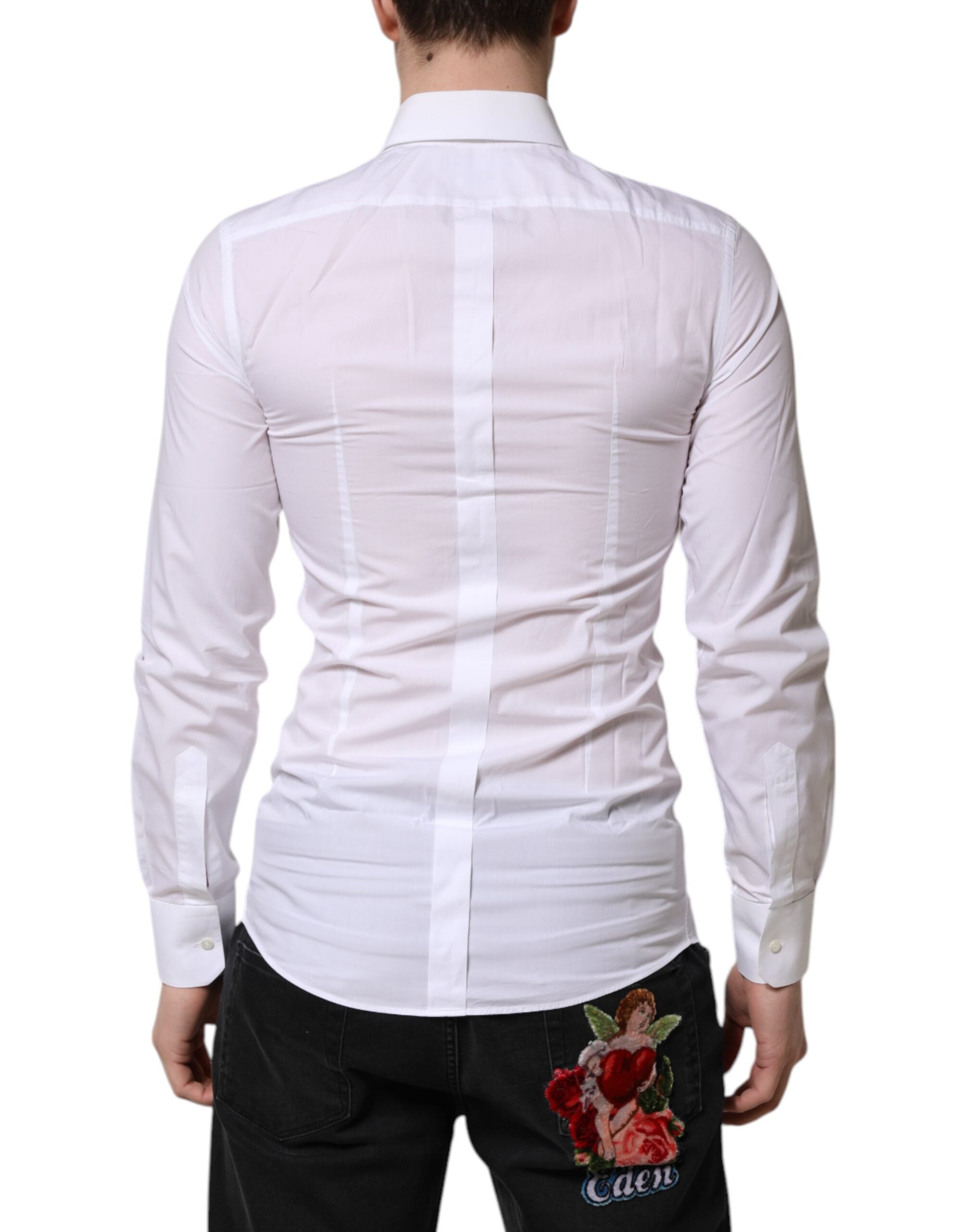 Dolce & Gabbana White GOLD Long Sleeves Dress Formal Shirt