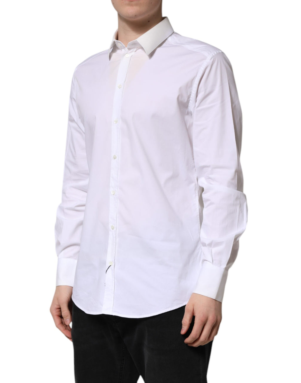 Dolce & Gabbana White GOLD Long Sleeve Dress Men Formal Shirt