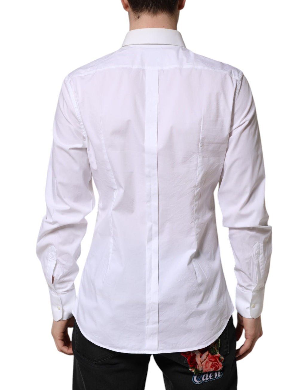 Dolce & Gabbana White GOLD Long Sleeve Dress Men Formal Shirt