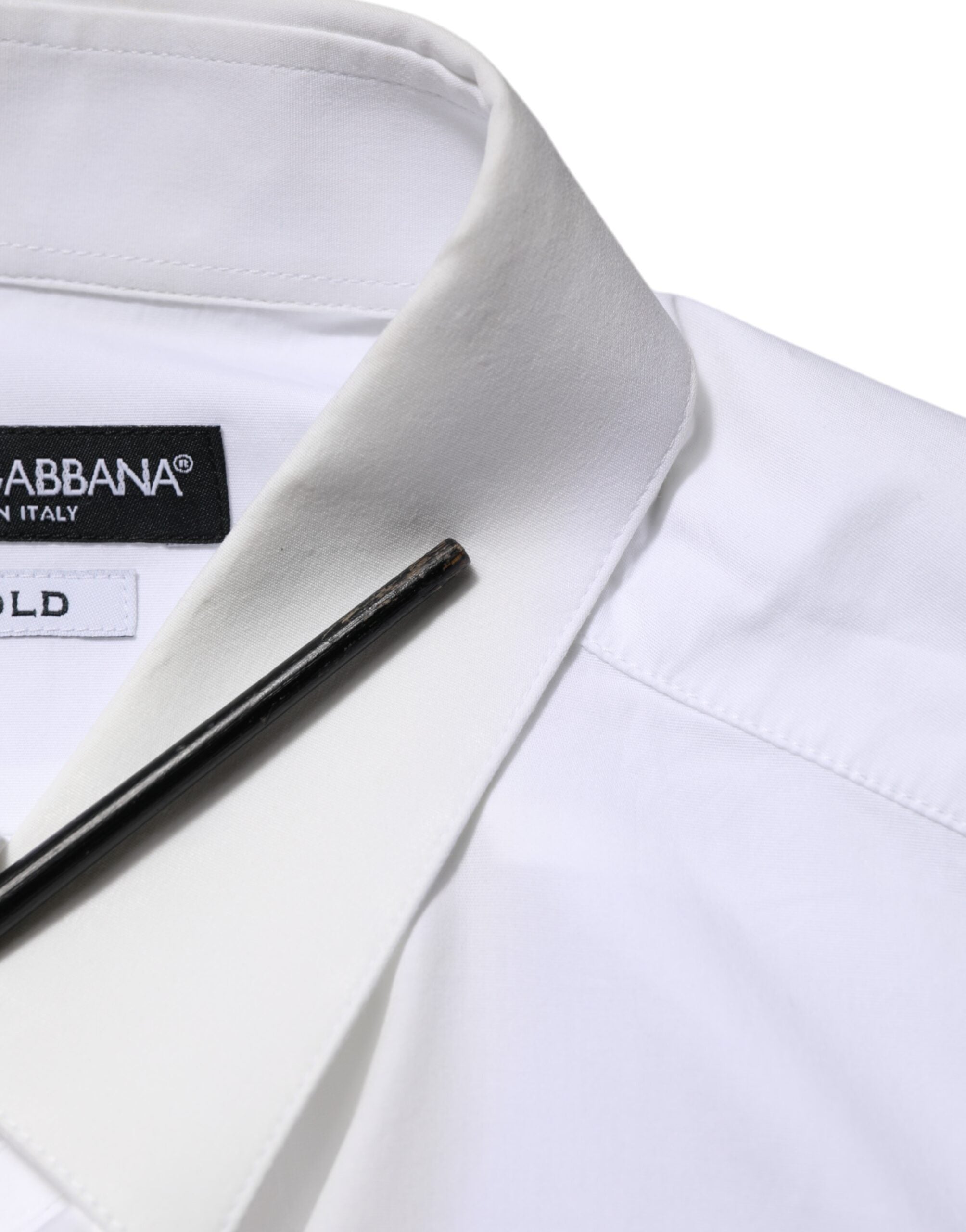 Dolce & Gabbana White GOLD Long Sleeve Dress Men Formal Shirt