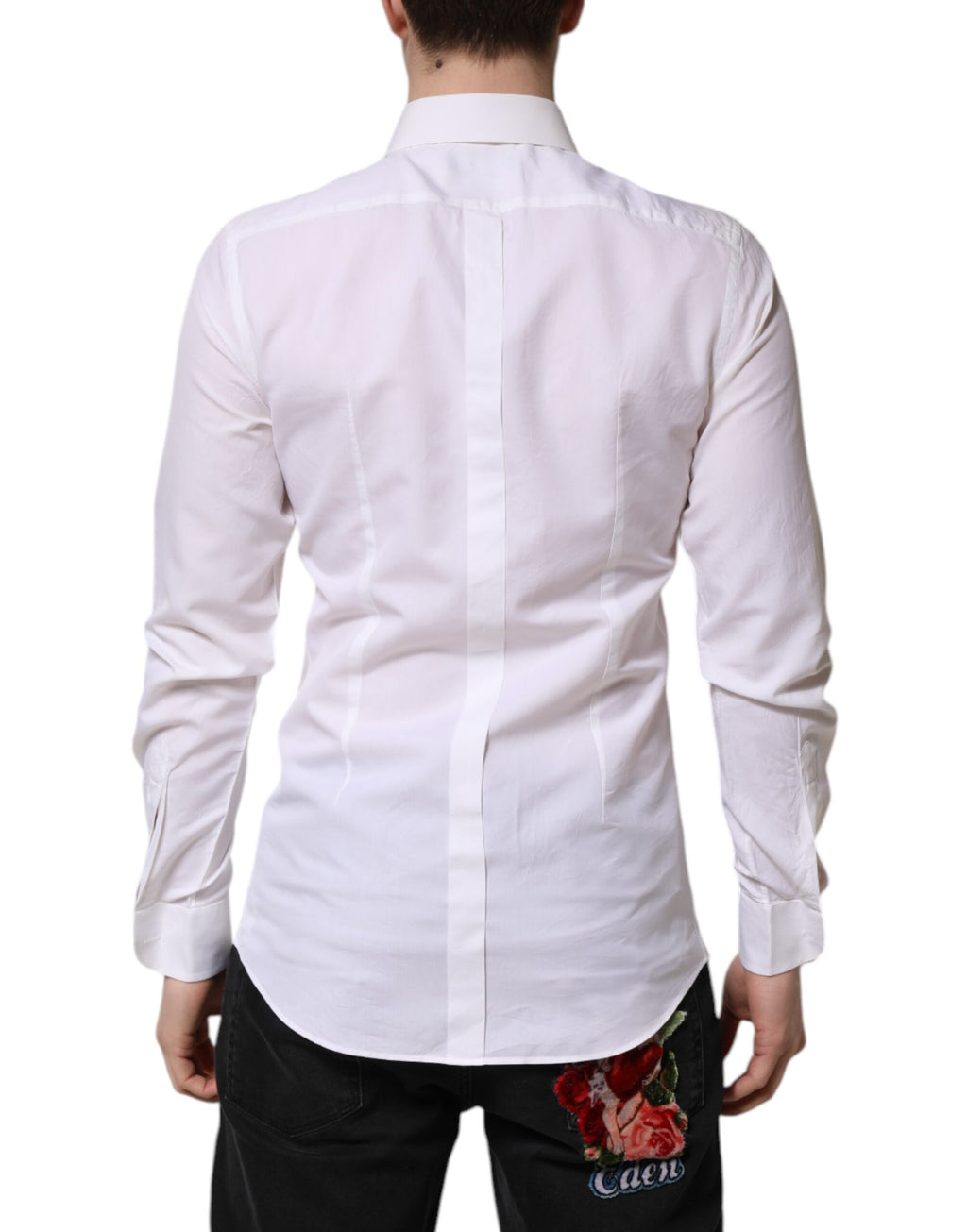 Dolce & Gabbana White GOLD Cotton Poplin Dress Formal Shirt
