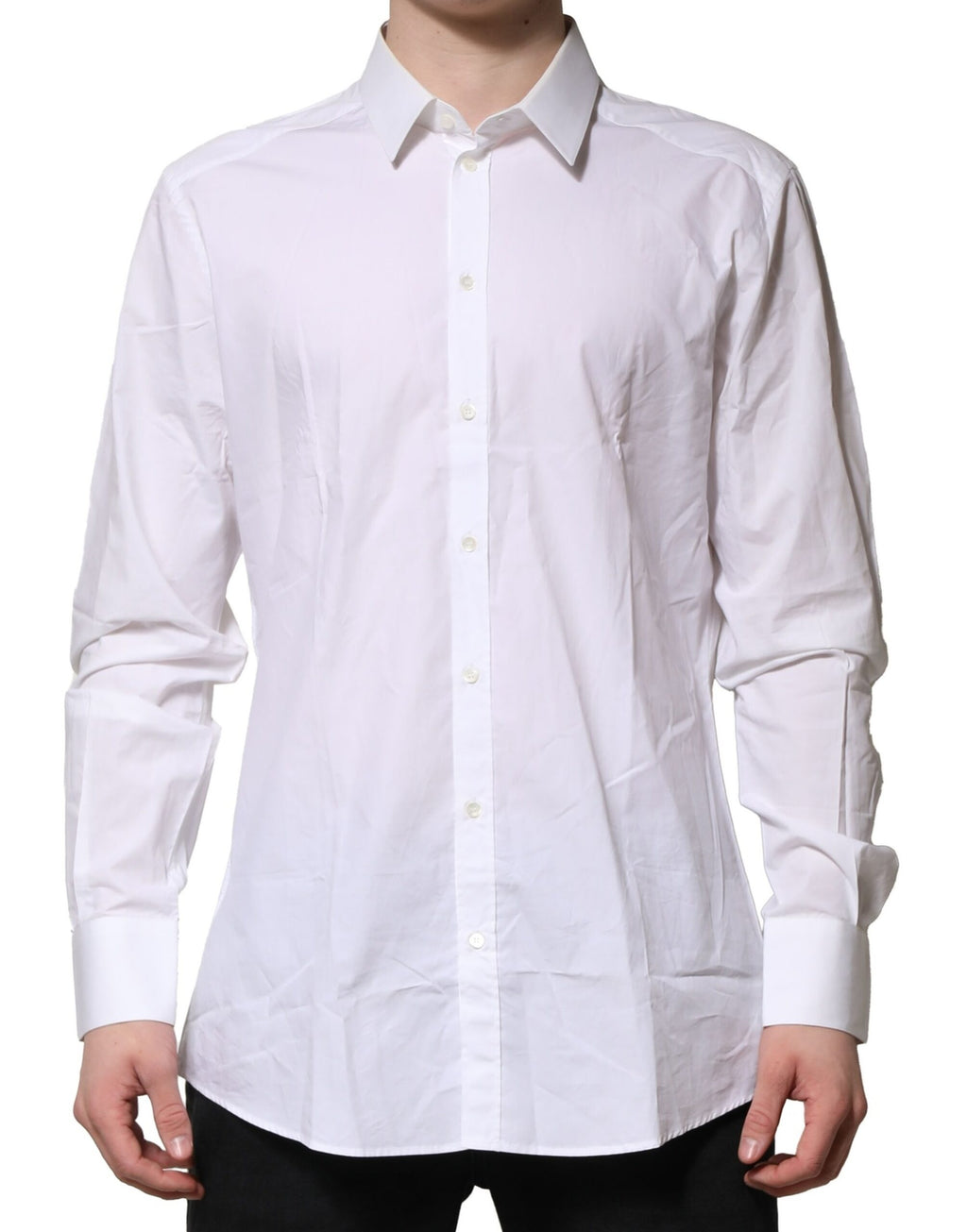 Dolce & Gabbana White GOLD Cotton Long Sleeves Formal Shirt