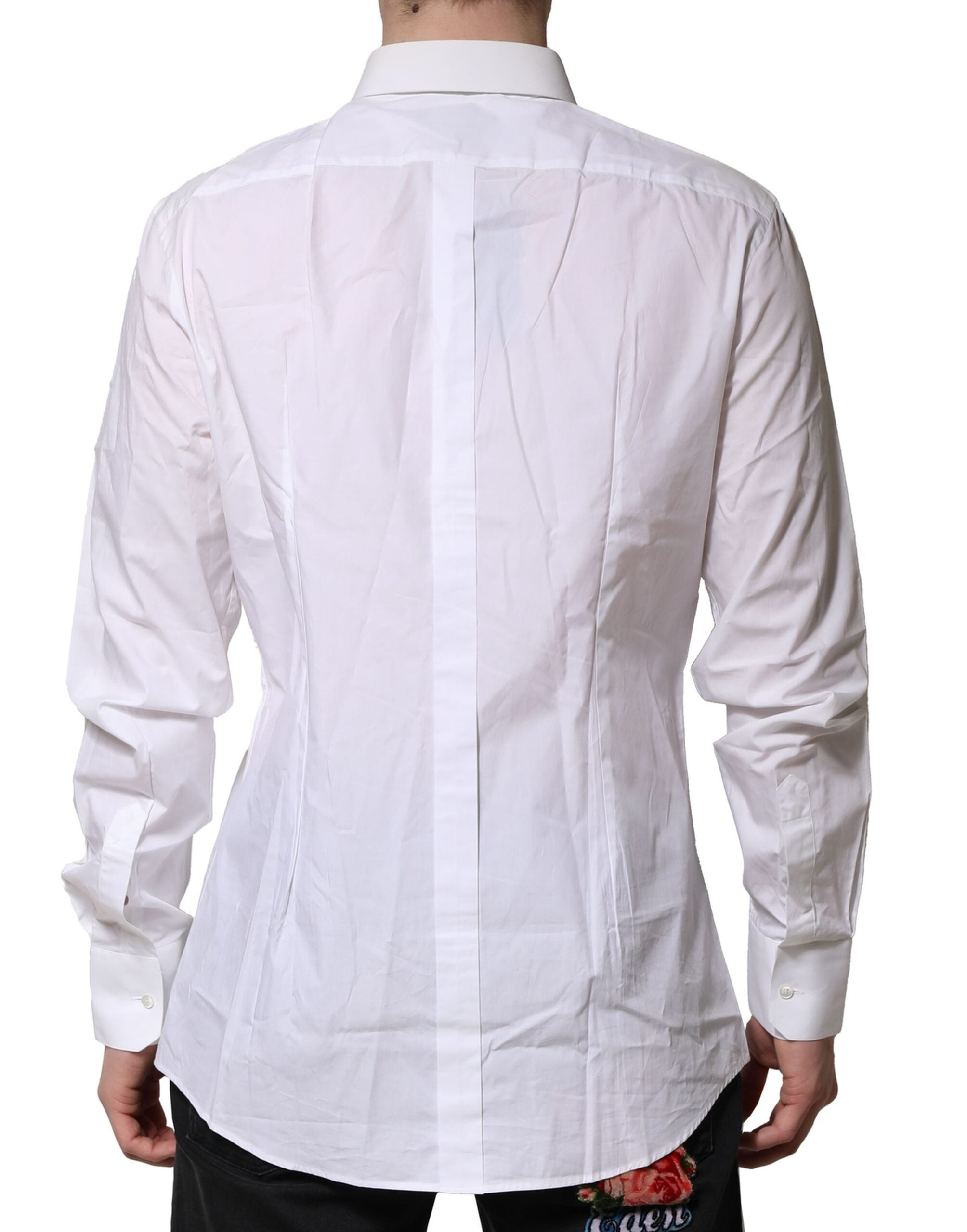 Dolce & Gabbana White GOLD Cotton Long Sleeves Formal Shirt