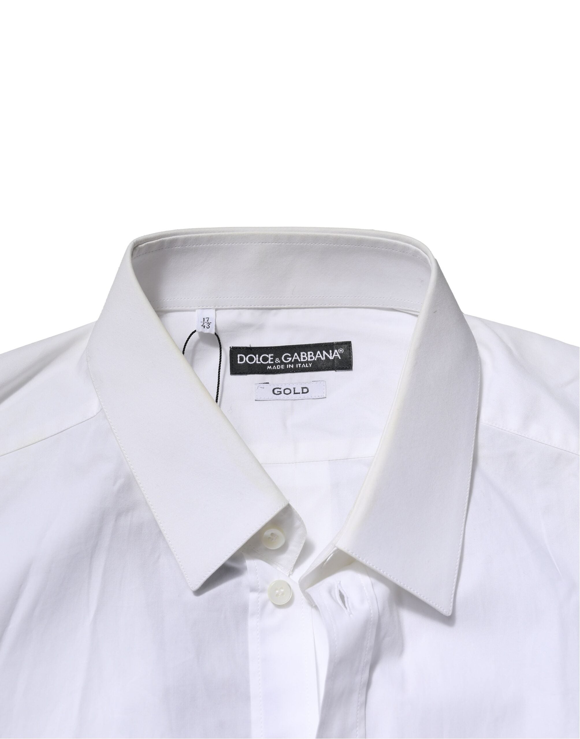 Dolce & Gabbana White GOLD Cotton Long Sleeves Formal Shirt