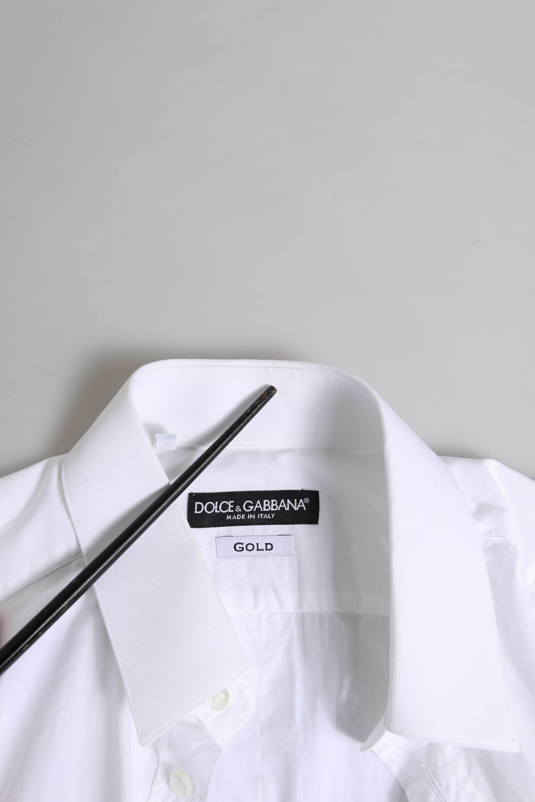 Dolce & Gabbana White GOLD Cotton Long Sleeves Formal Shirt