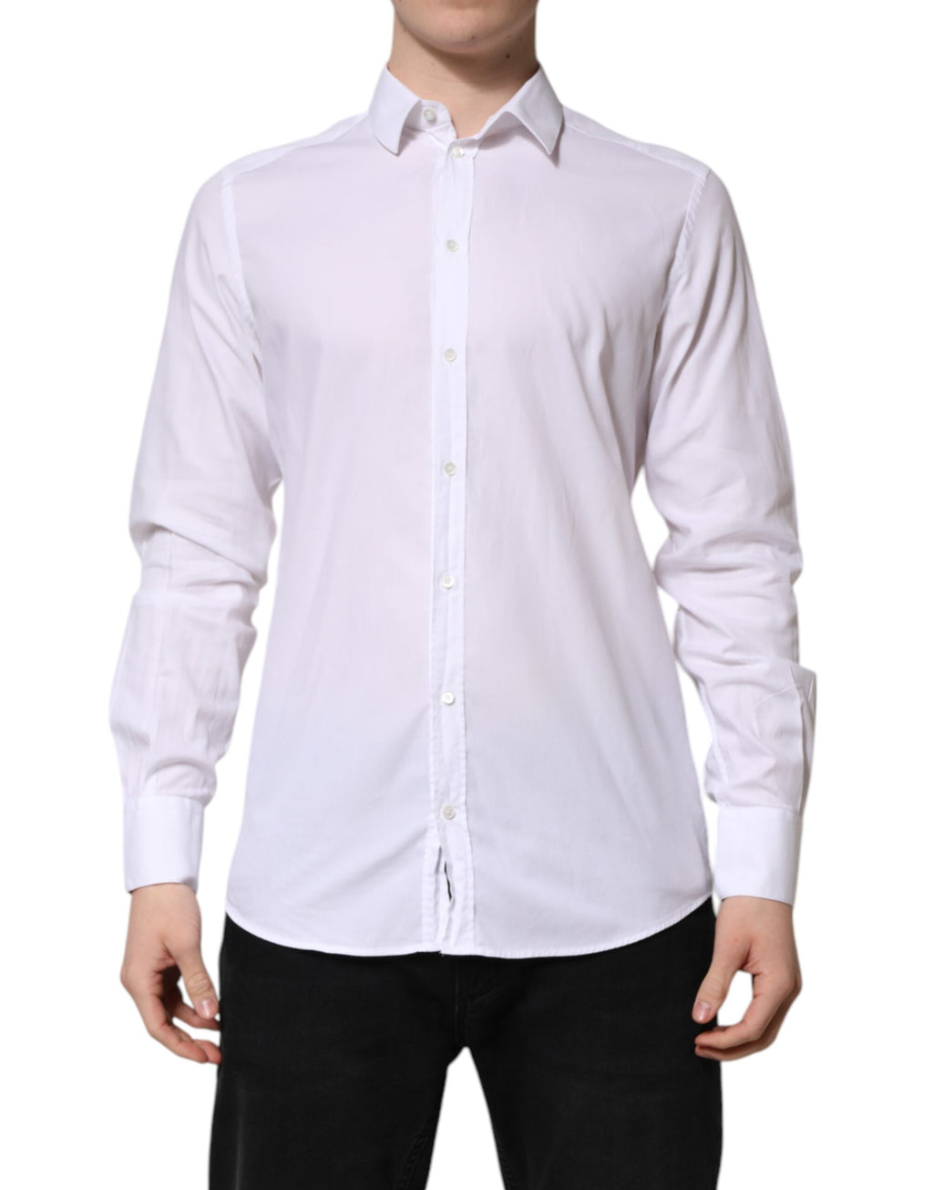 Dolce & Gabbana White GOLD Cotton Men Dress Formal Shirt