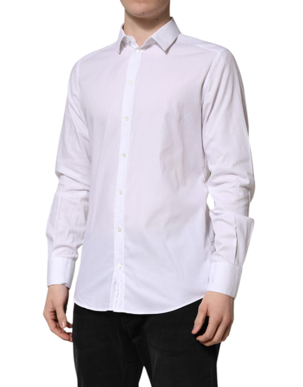 Dolce & Gabbana White GOLD Cotton Men Dress Formal Shirt