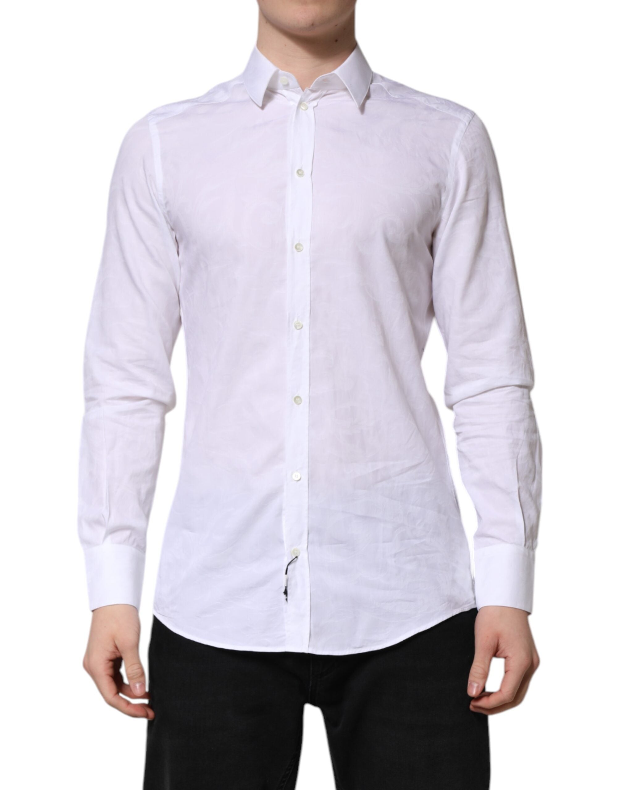 Dolce & Gabbana White MARTINI Cotton Long Sleeve Formal Shirt