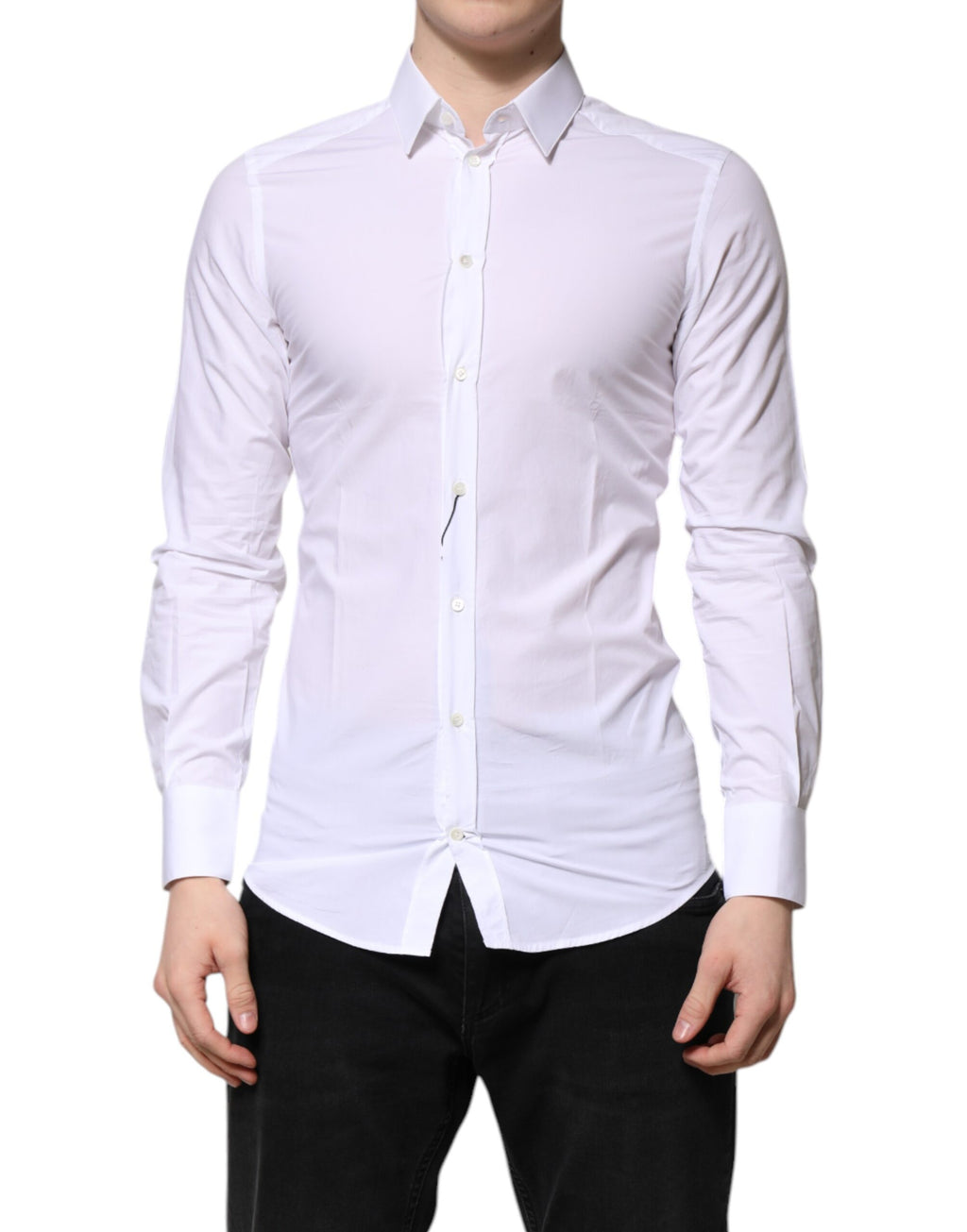 Dolce & Gabbana White GOLD Cotton Long Sleeve Formal Shirt