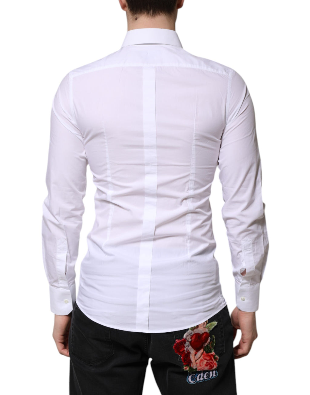 Dolce & Gabbana White GOLD Cotton Long Sleeve Formal Shirt