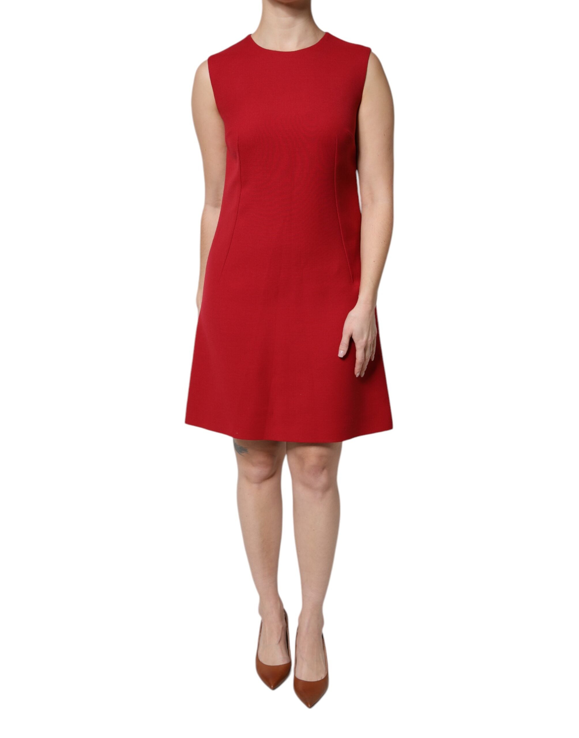 Dolce & Gabbana Red Wool Sleeveless KneeLength A-line Dress