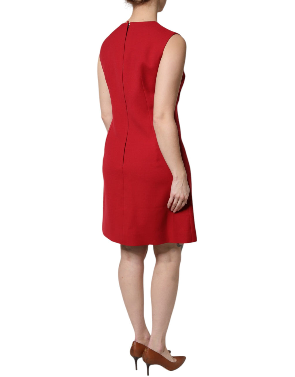 Dolce & Gabbana Red Wool Sleeveless KneeLength A-line Dress