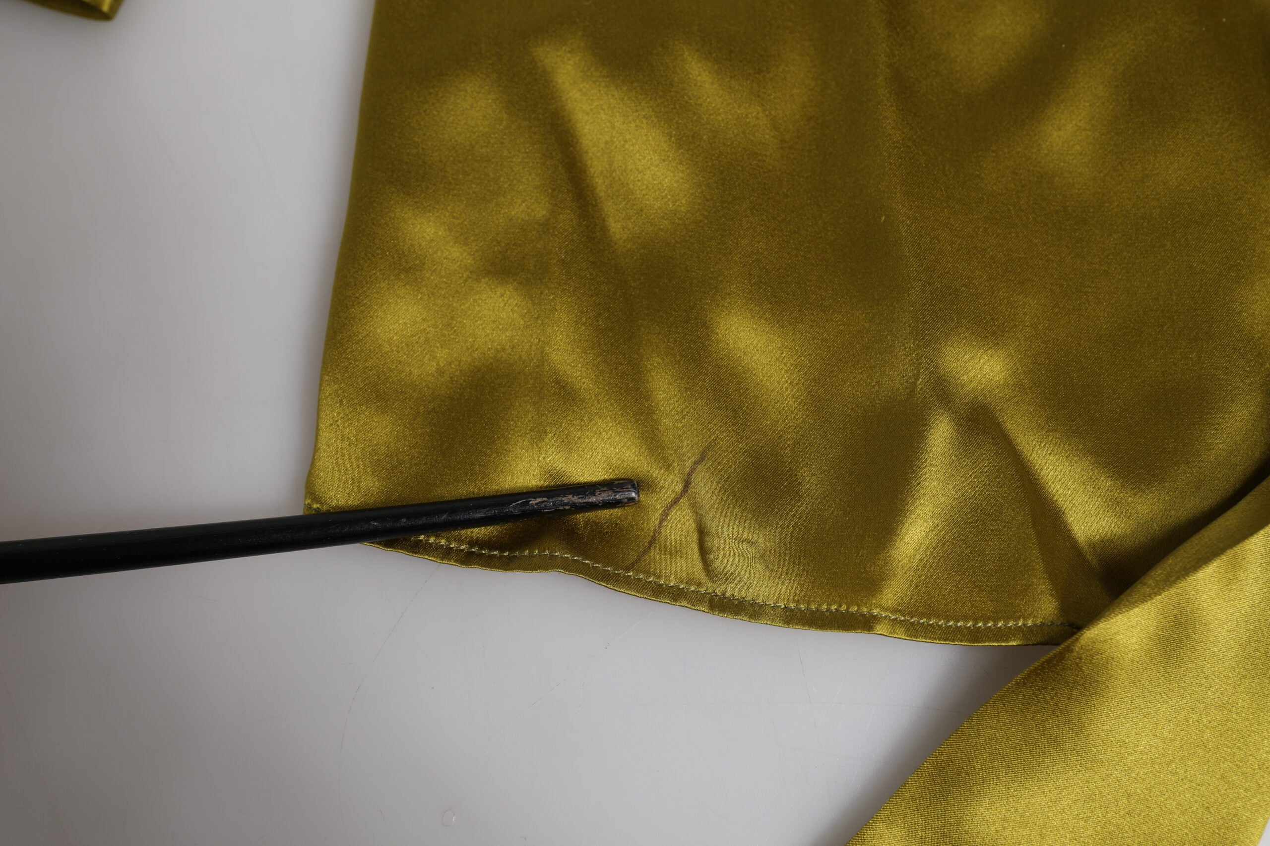 Dolce & Gabbana Green Ascot Collar Long Sleeves Blouse Top