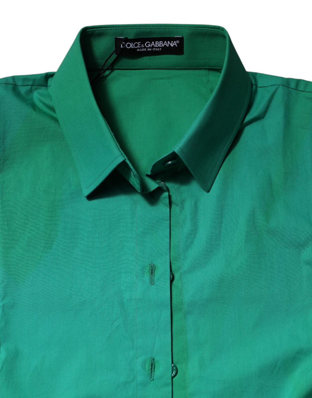 Dolce & Gabbana Green Collared Cotton Short Sleeves Blouse Top