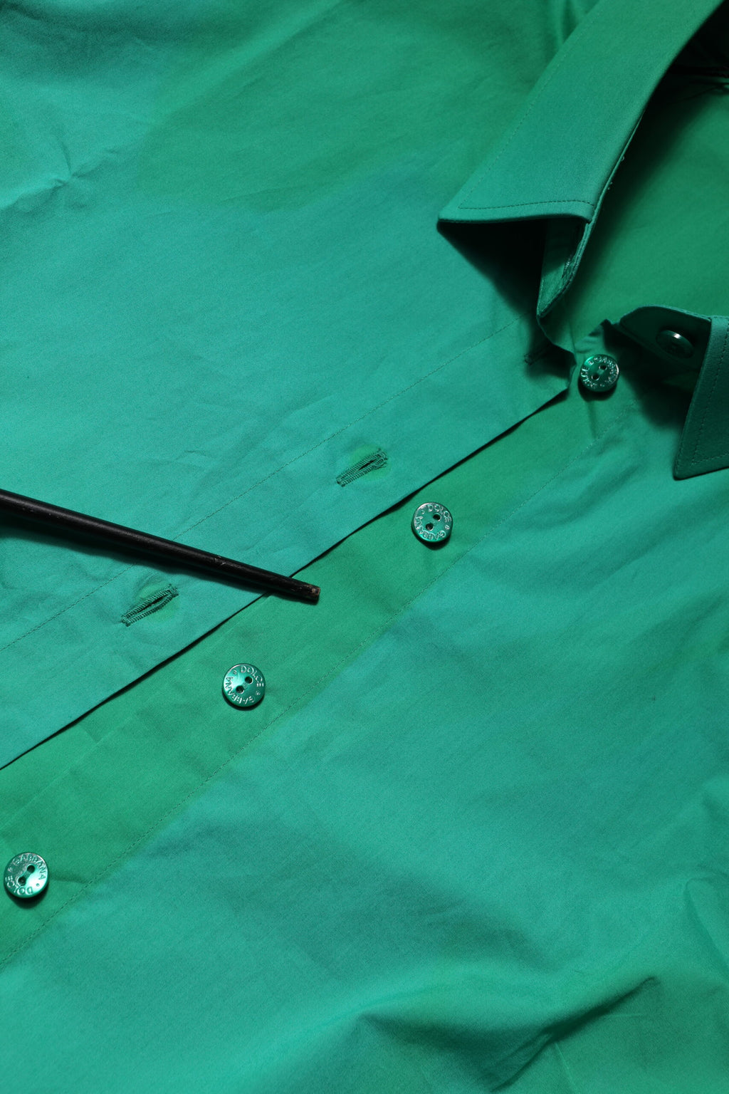 Dolce & Gabbana Green Collared Cotton Short Sleeves Blouse Top