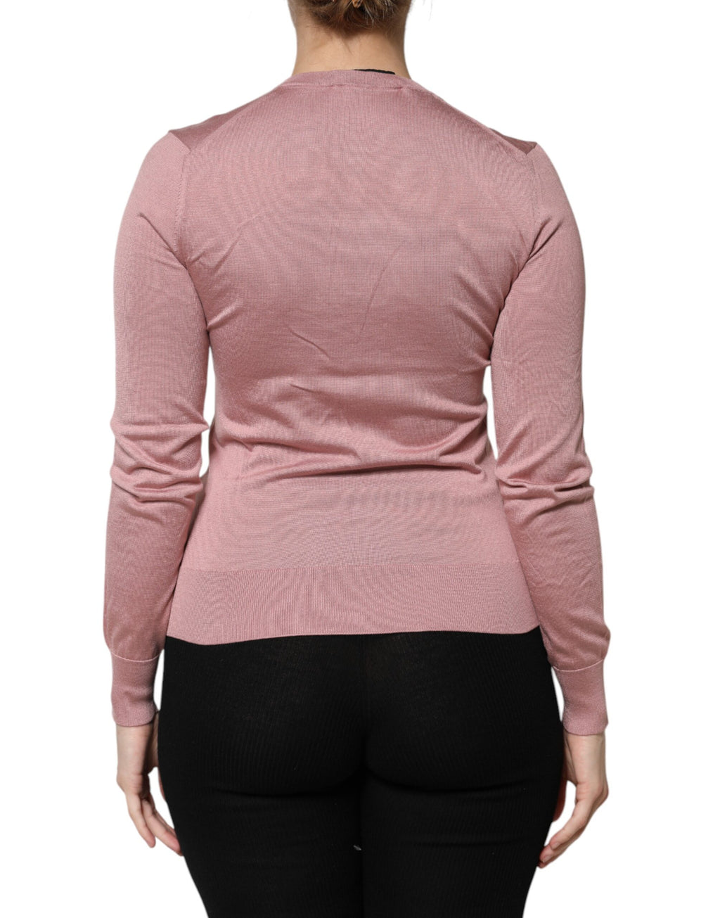 Dolce & Gabbana Pink Silk Knit Button Down Cardigan Sweater