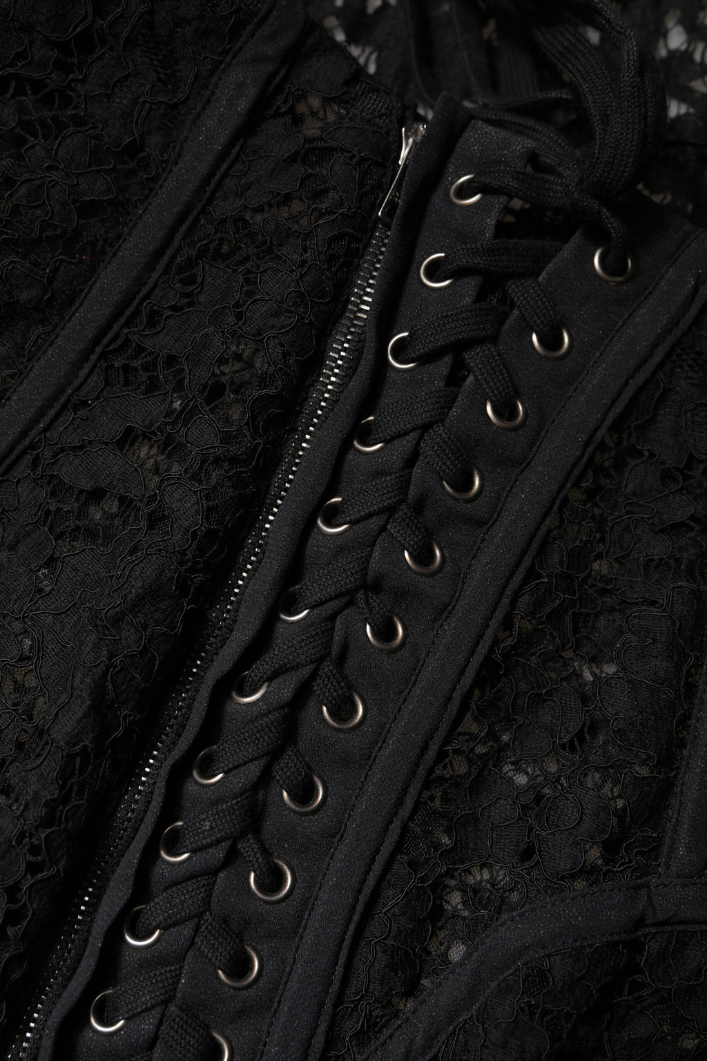 Dolce & Gabbana Black Cotton Floral Lace Corset Bustier Top