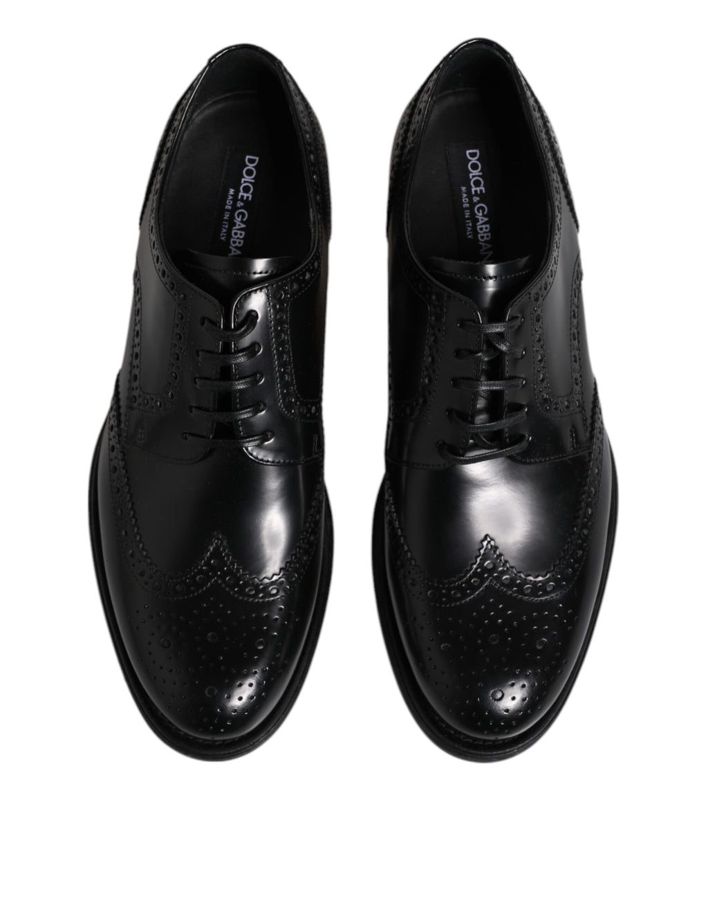Dolce & Gabbana Black Leather Derby Wingtip Formal Shoes