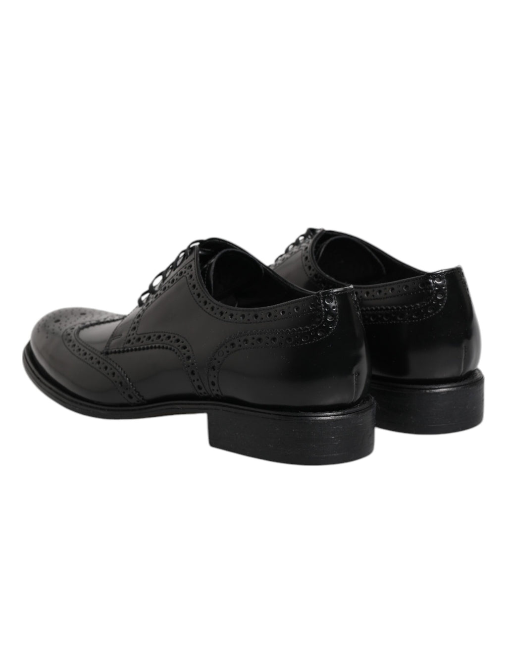 Dolce & Gabbana Black Leather Derby Wingtip Formal Shoes