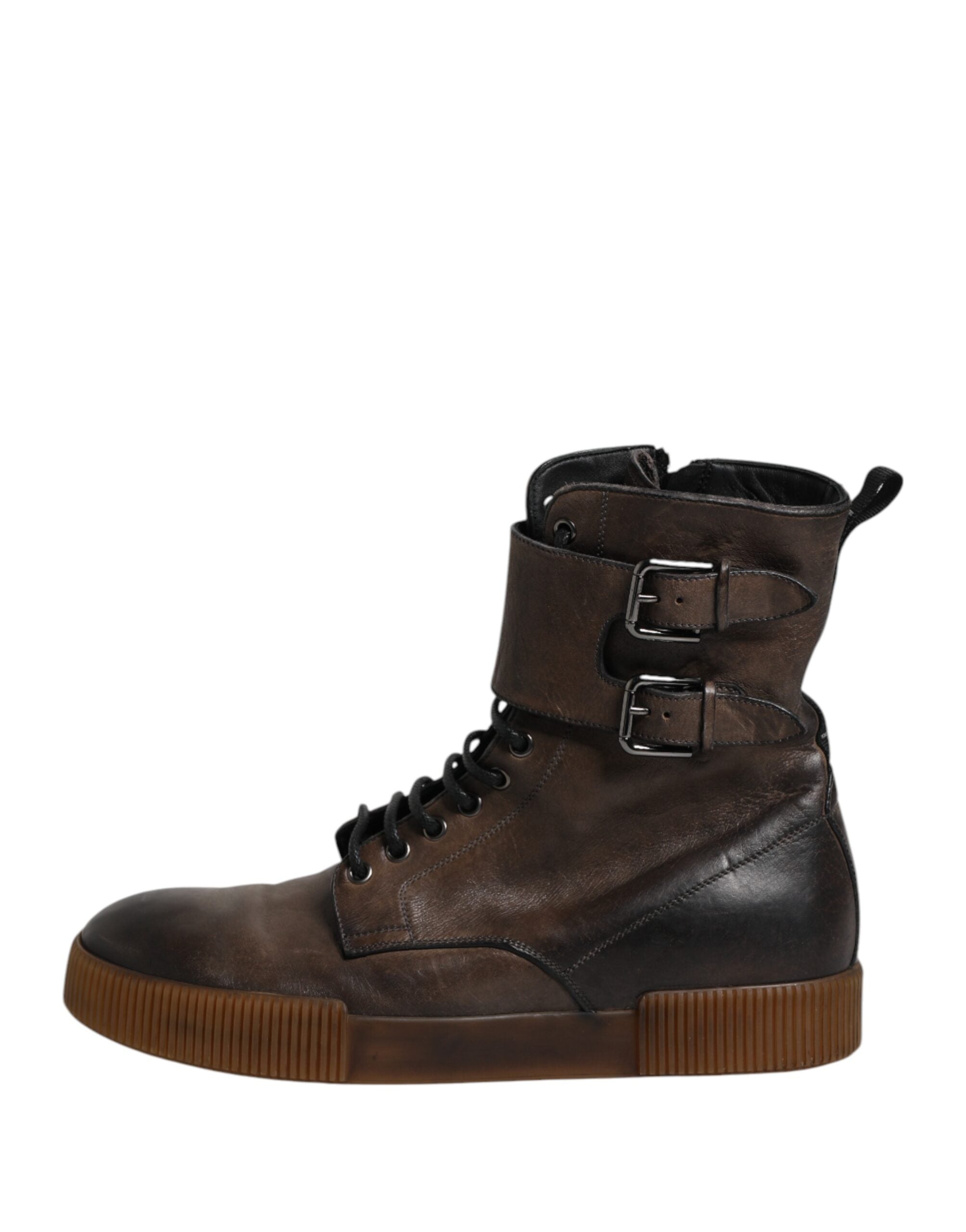 Dolce & Gabbana Brown Horse Leather Mid Calf Boots Shoes