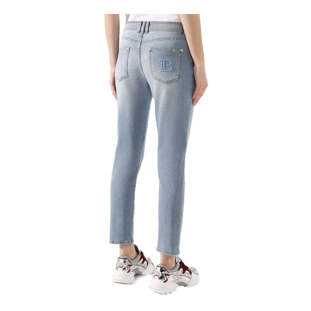 Balmain Blue Cotton Jeans & Pant
