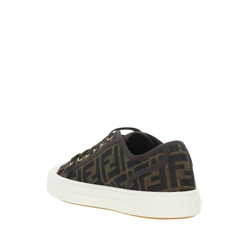 Fendi Brown Polyamide Low Top Sneakers