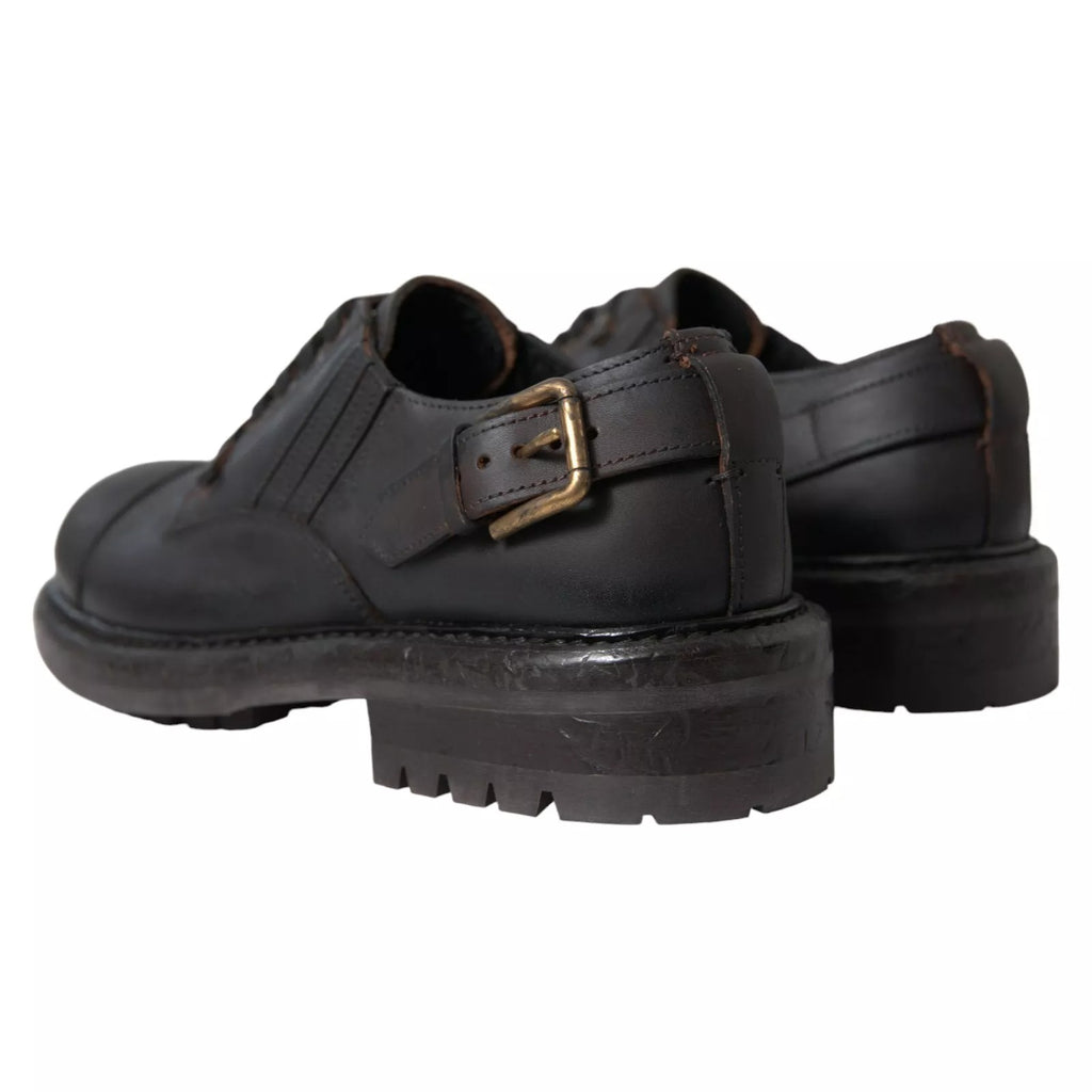 Dolce & Gabbana Brown Leather Lace Up Derby Dress Shoes