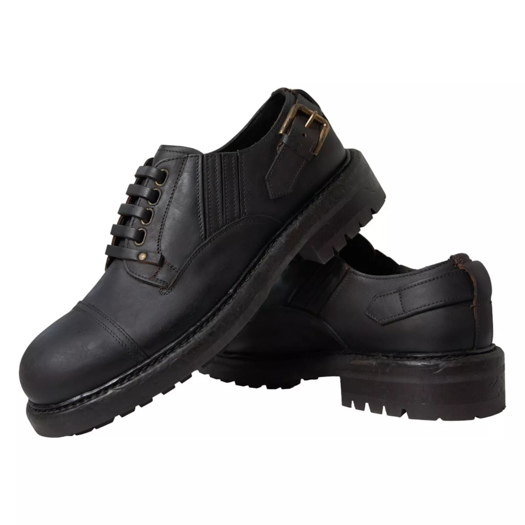 Dolce & Gabbana Brown Leather Lace Up Derby Dress Shoes