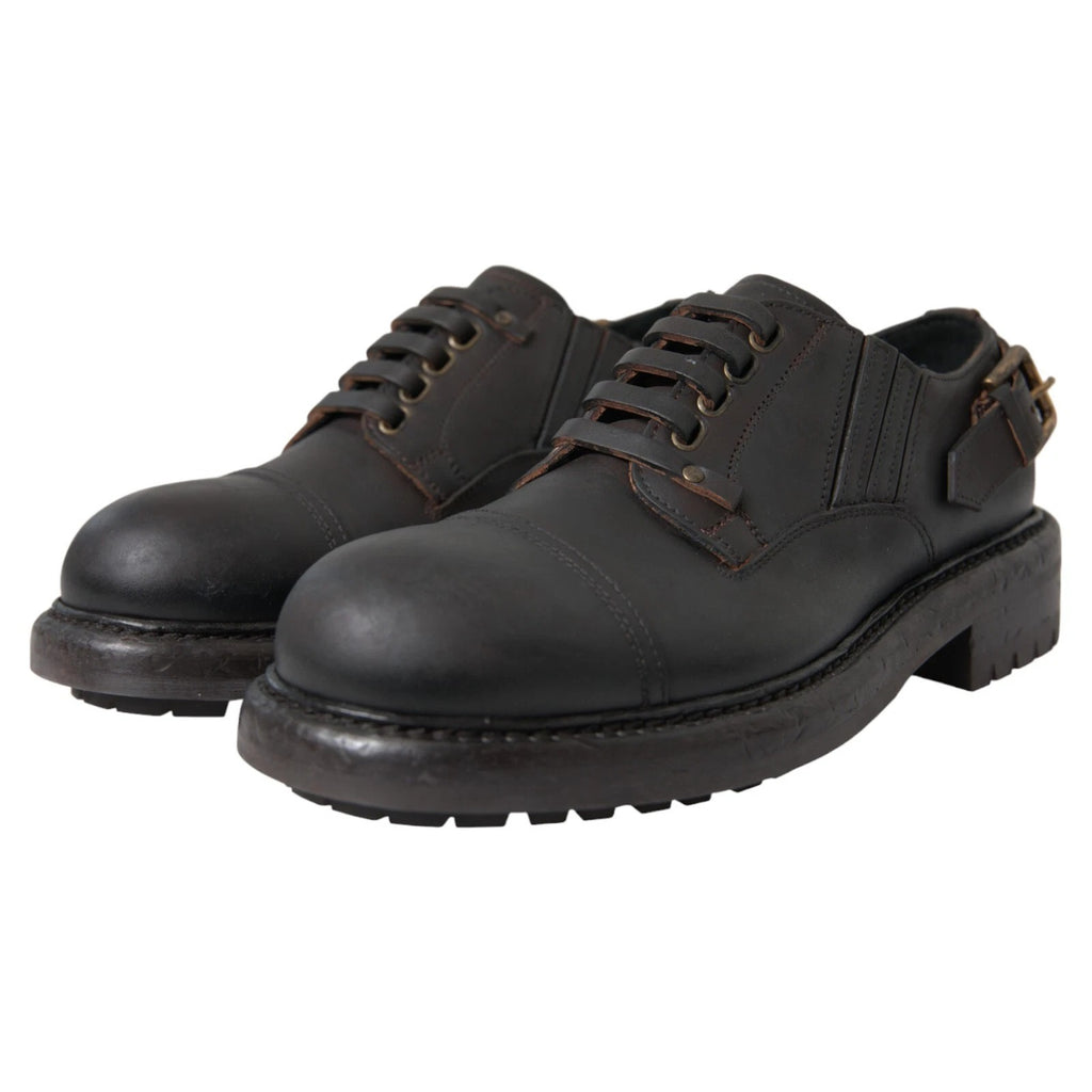 Dolce & Gabbana Brown Leather Lace Up Derby Dress Shoes