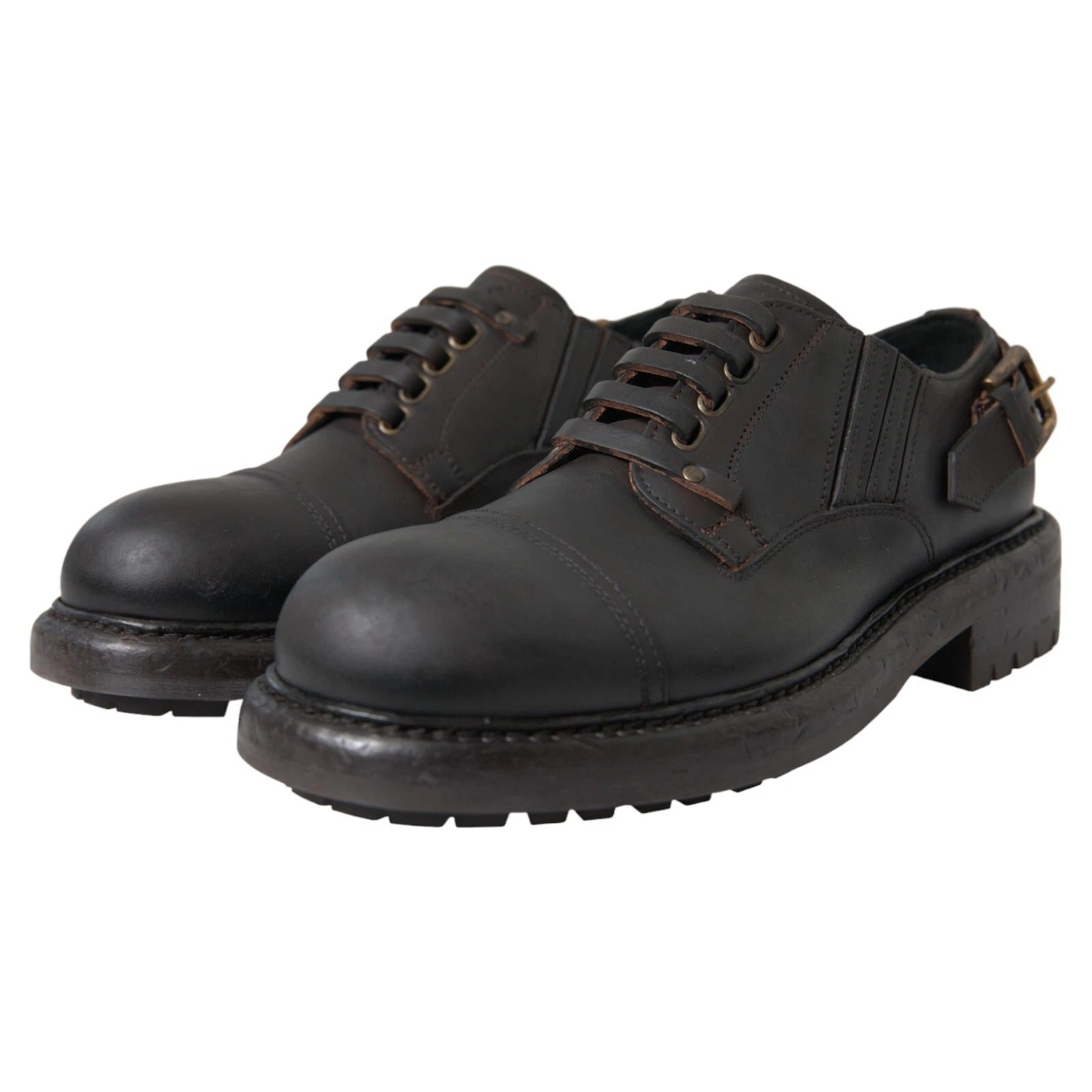Dolce & Gabbana Brown Leather Lace Up Derby Dress Shoes