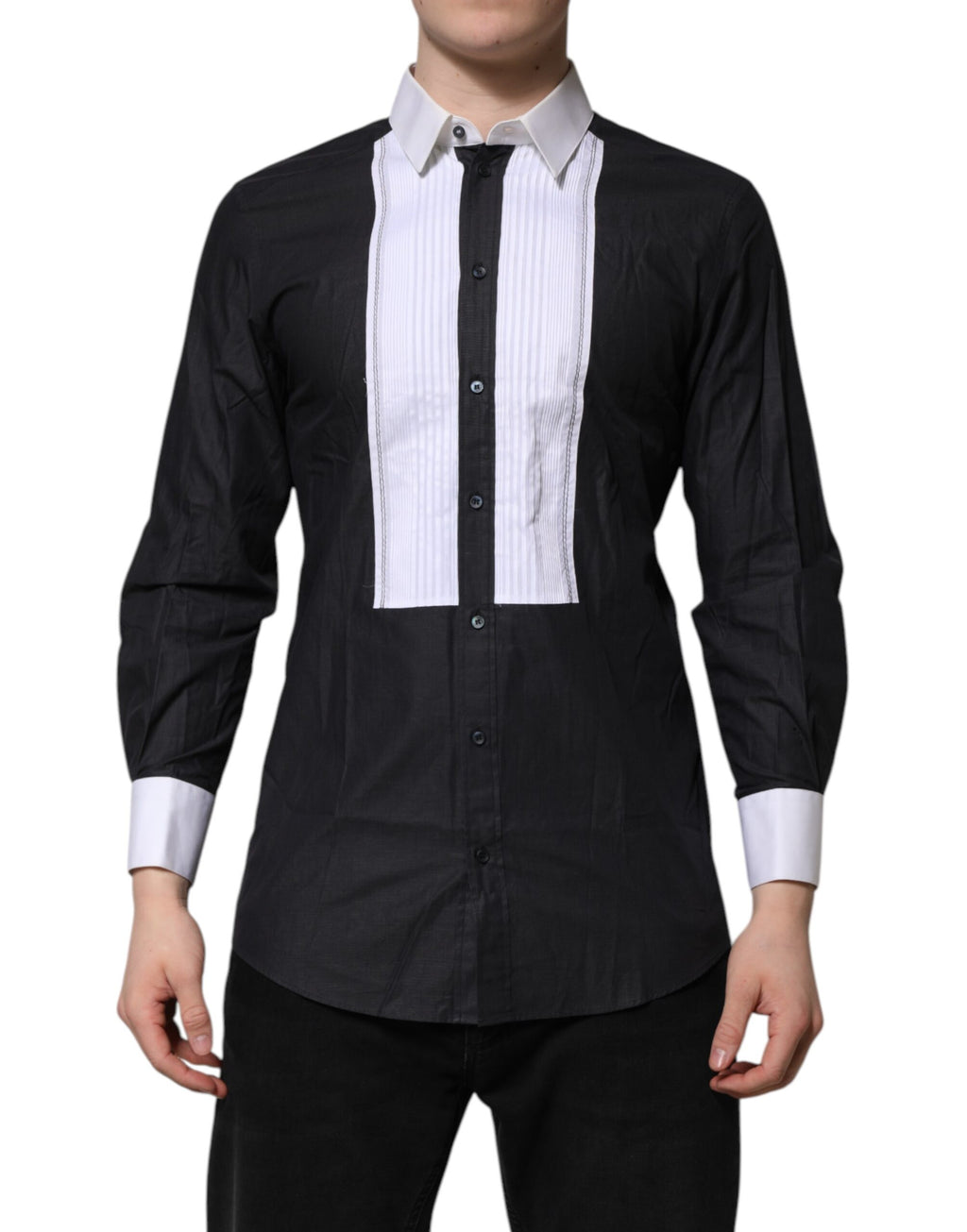 Dolce & Gabbana Black White GOLD Long Sleeves Formal Shirt