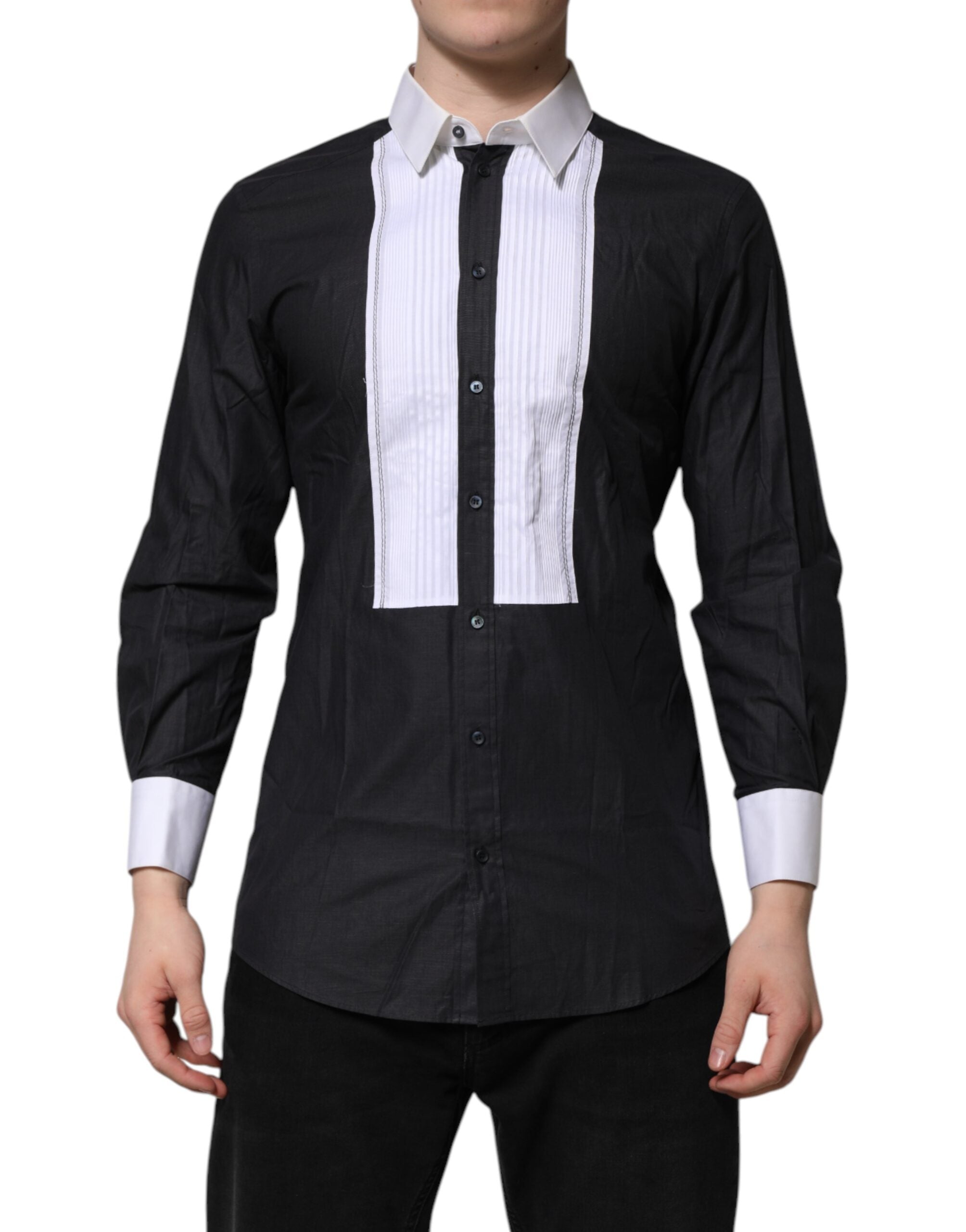 Dolce & Gabbana Black White GOLD Long Sleeves Formal Shirt