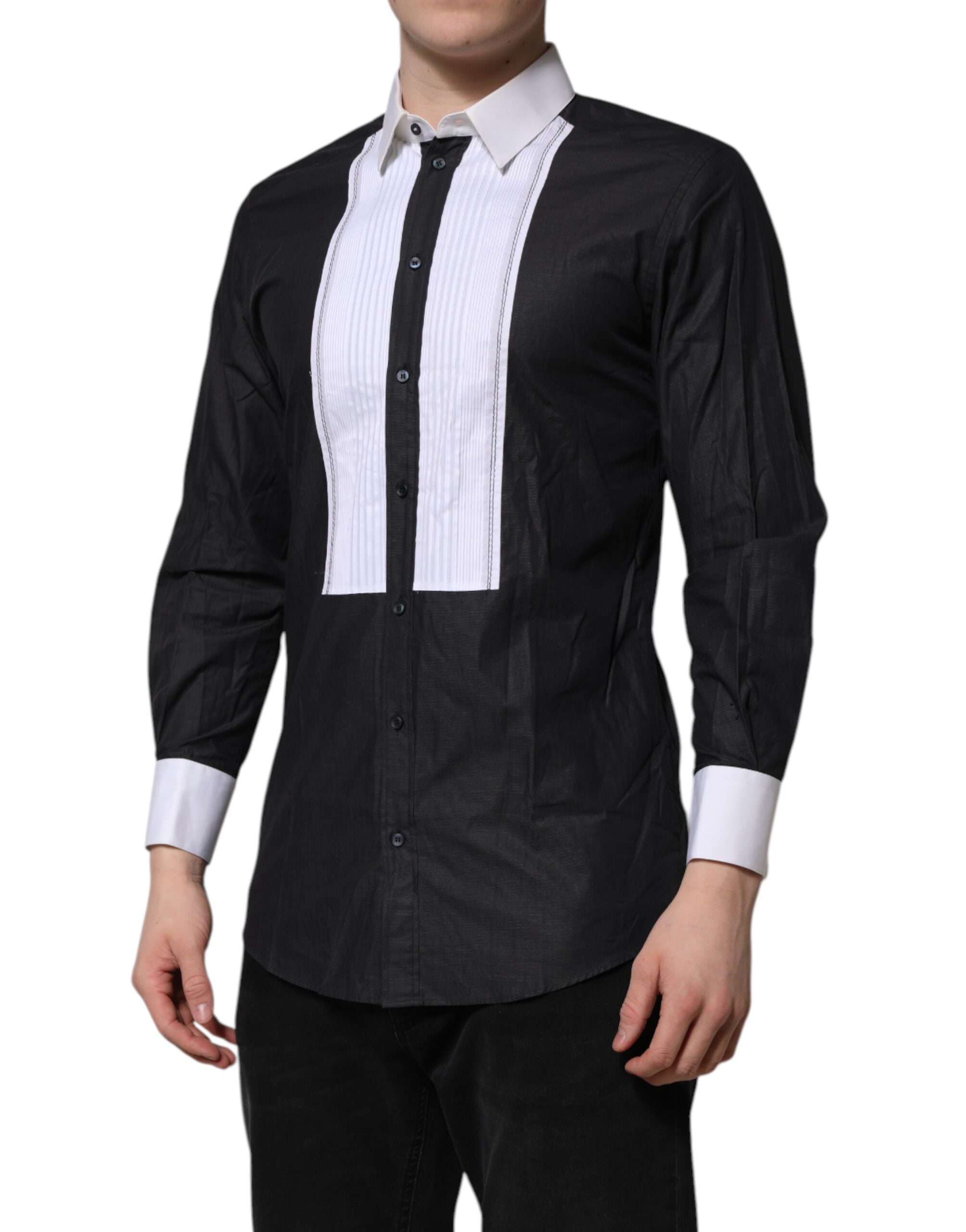 Dolce & Gabbana Black White GOLD Long Sleeves Formal Shirt