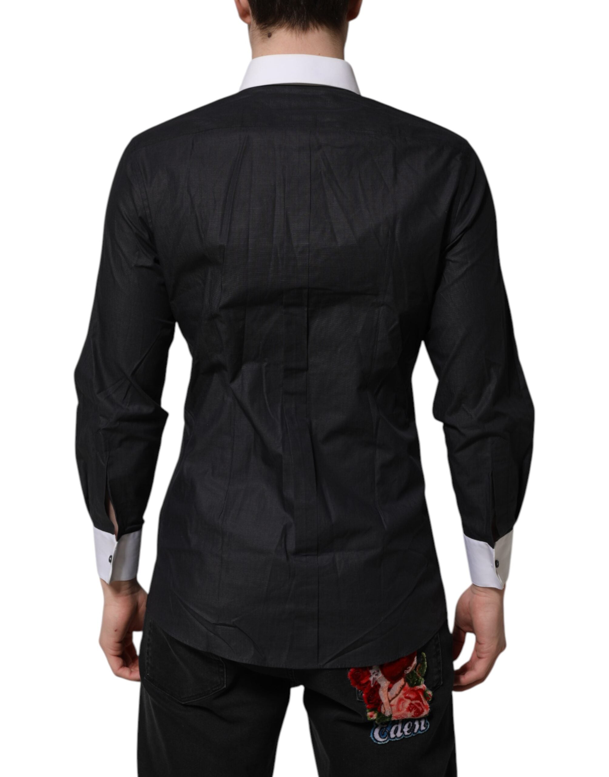 Dolce & Gabbana Black White GOLD Long Sleeves Formal Shirt