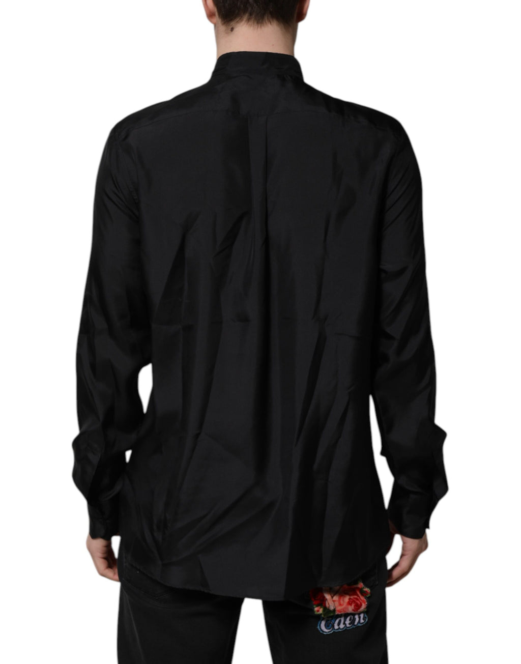 Dolce & Gabbana Dark Blue Silk MARTINI Men Formal Dress Shirt