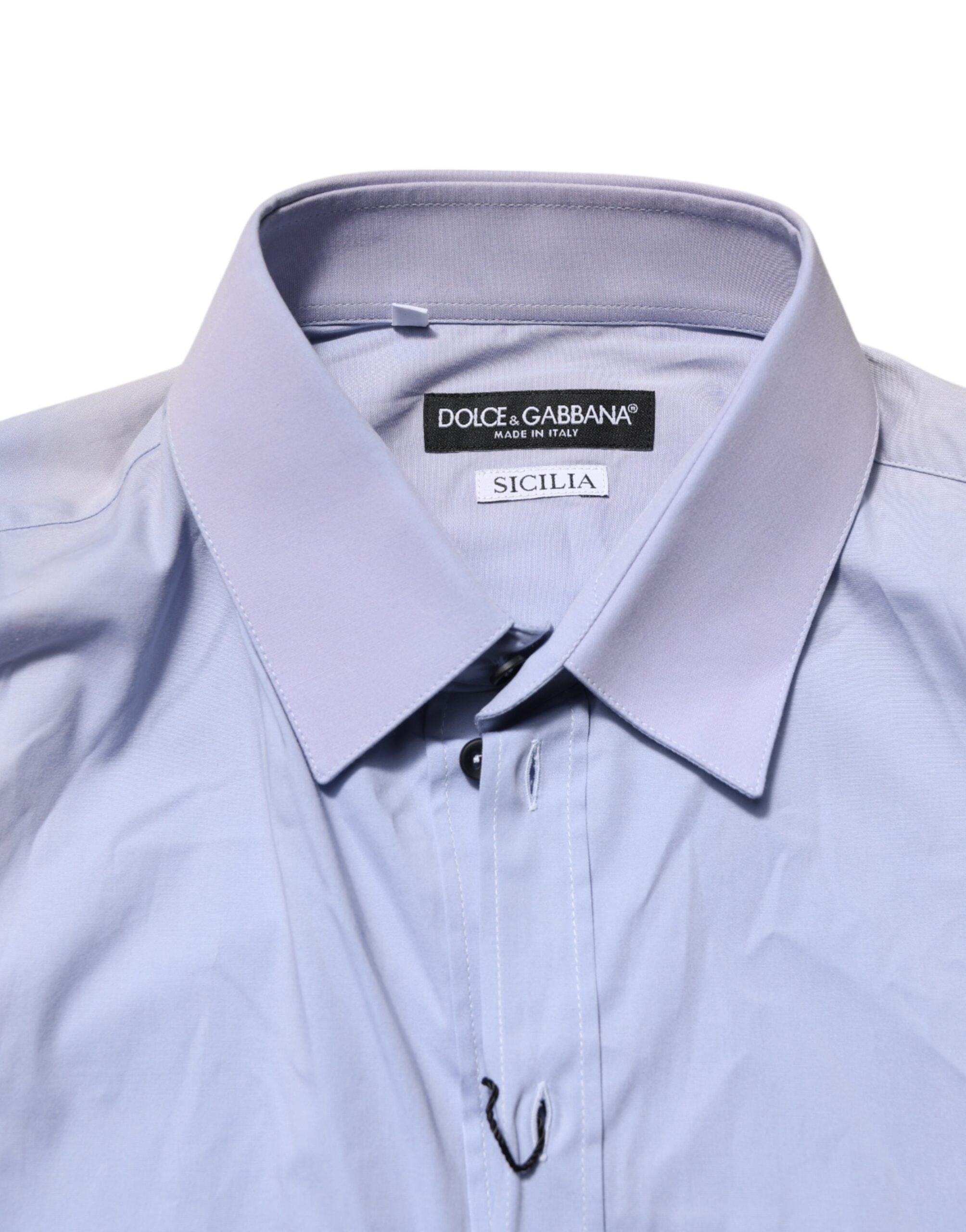 Dolce & Gabbana Blue Cotton SICILIA Long Sleeves Dress Shirt