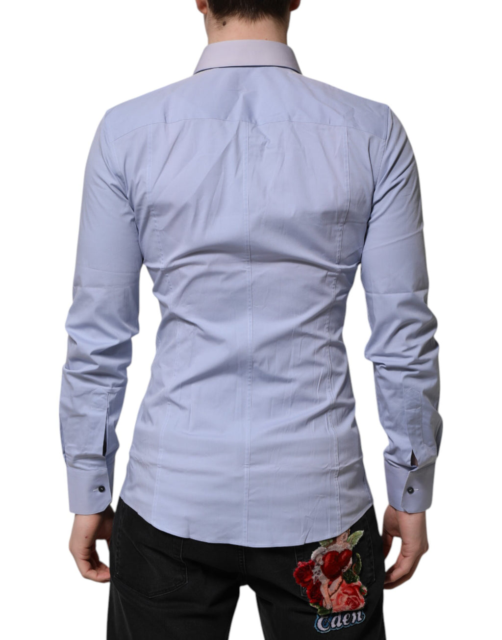 Dolce & Gabbana Blue Cotton SICILIA Long Sleeves Dress Shirt