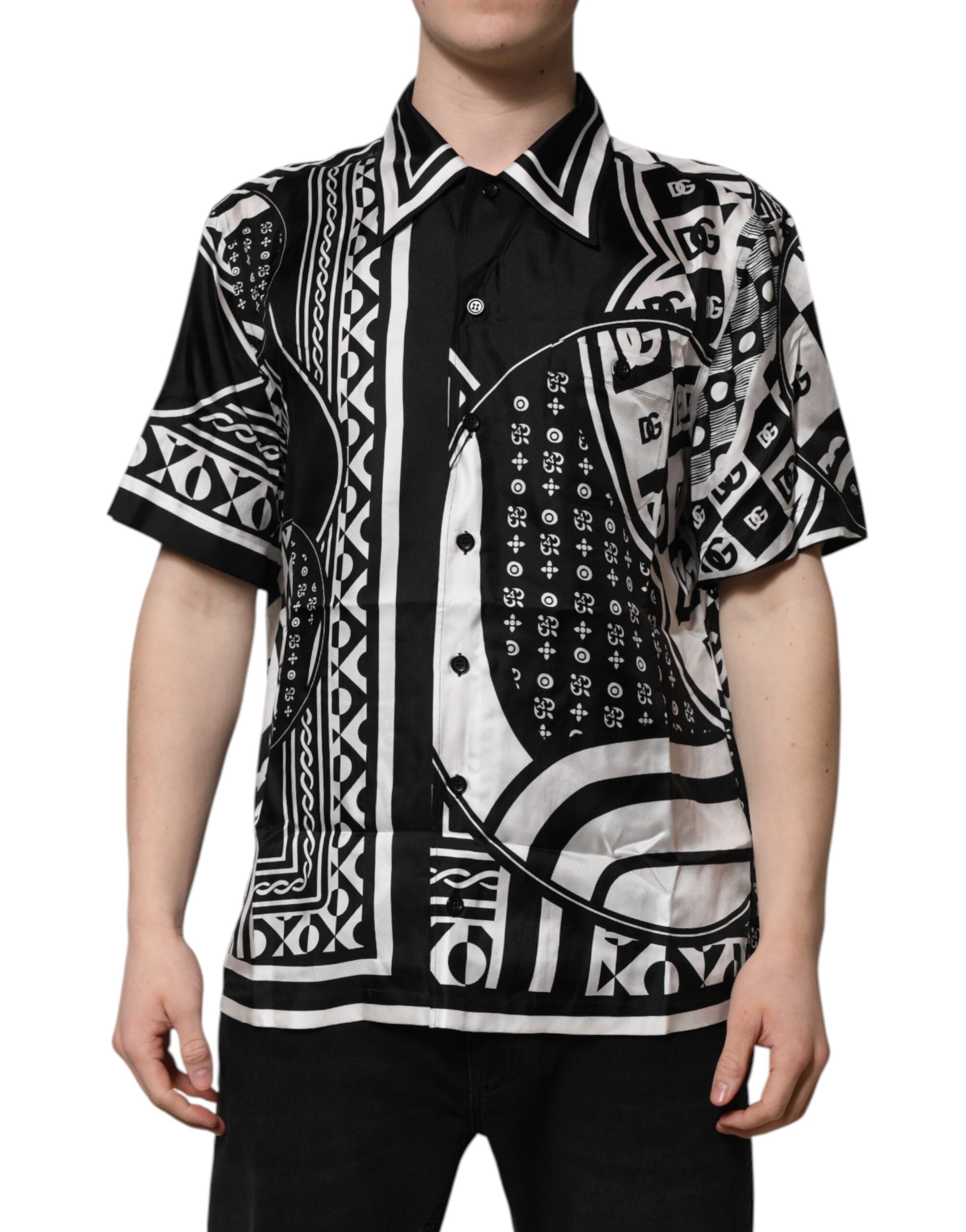 Dolce & Gabbana Black Bandana Casual Short Sleeve Shirt